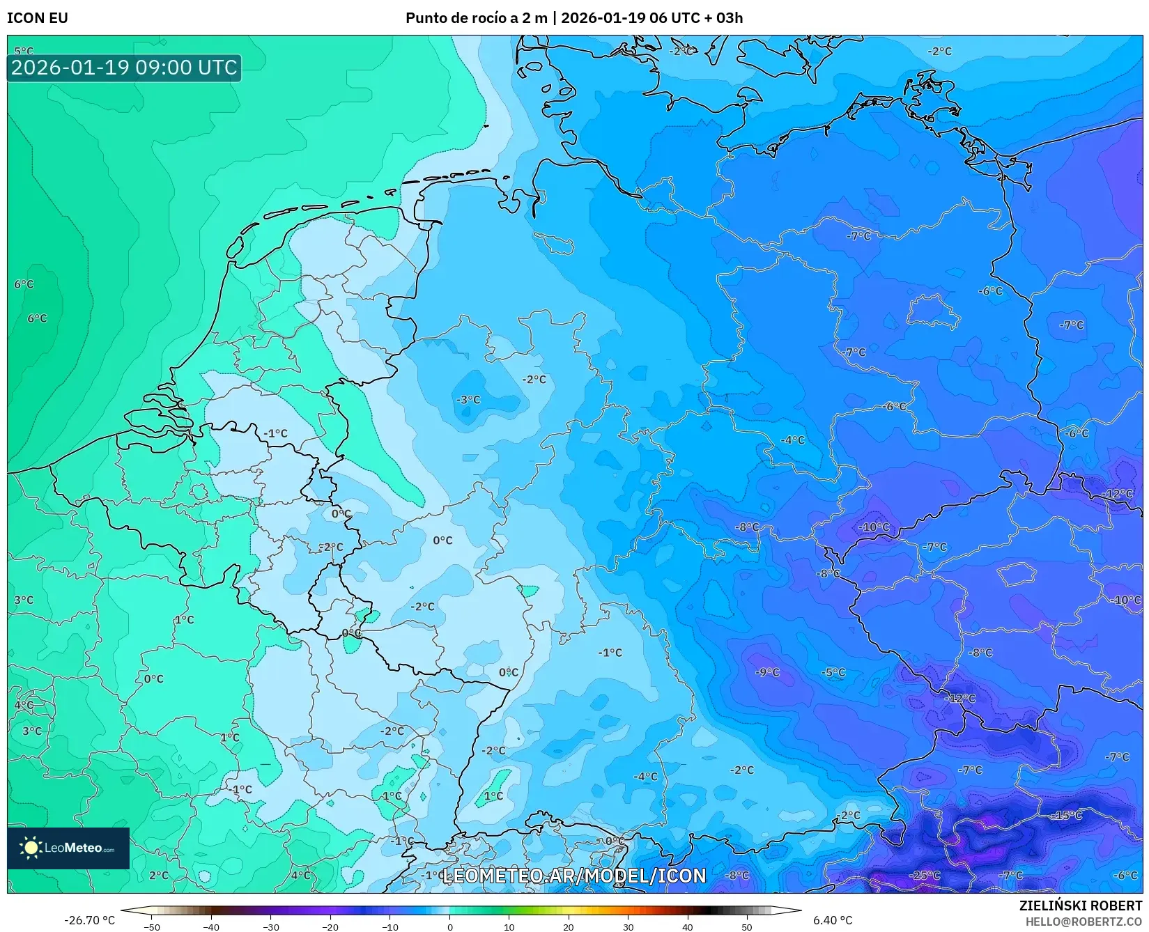 ICON model - Alemania, Punto de rocío a 2 m
