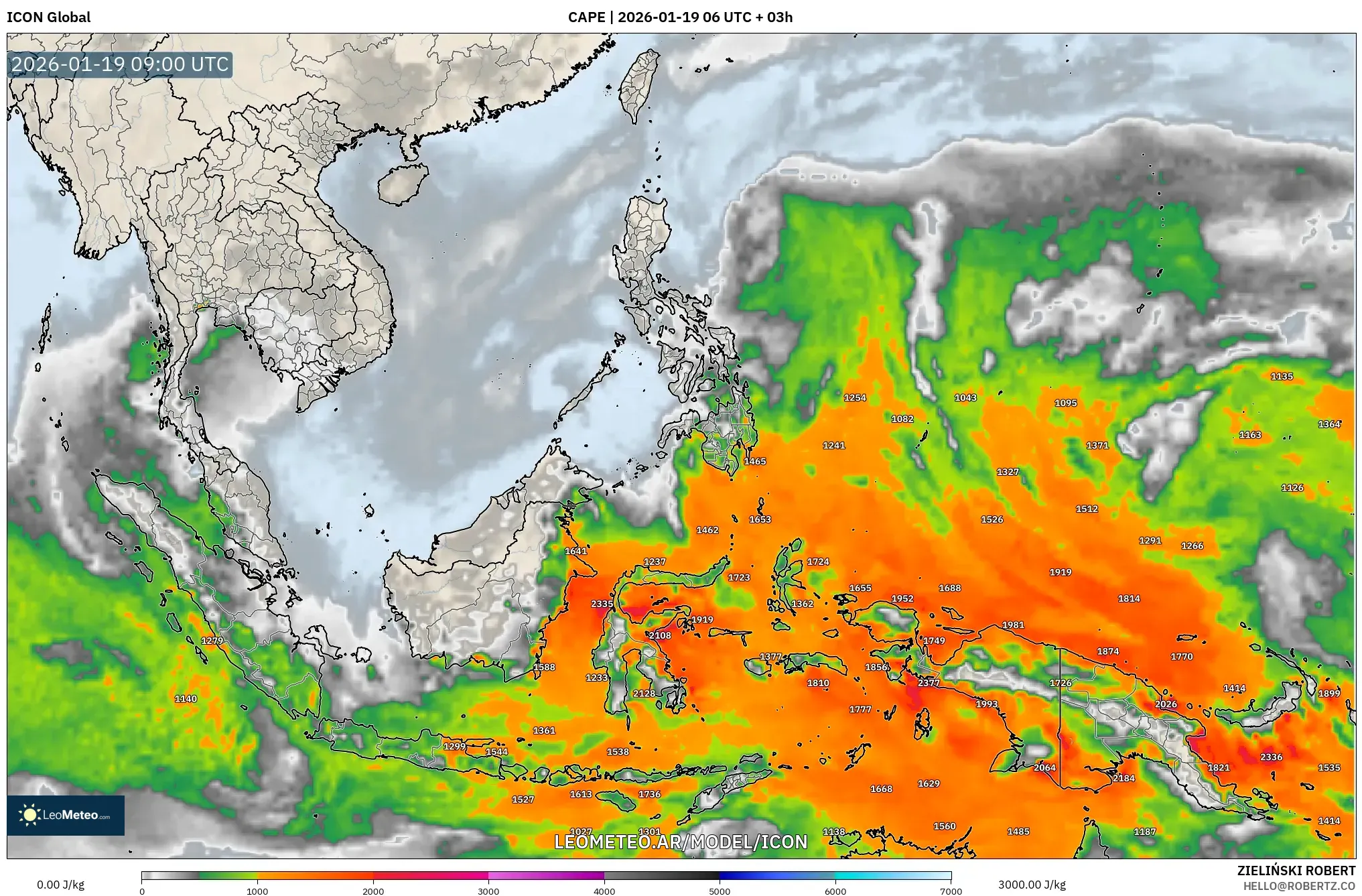 ICON model - Sudeste Asiático, CAPE