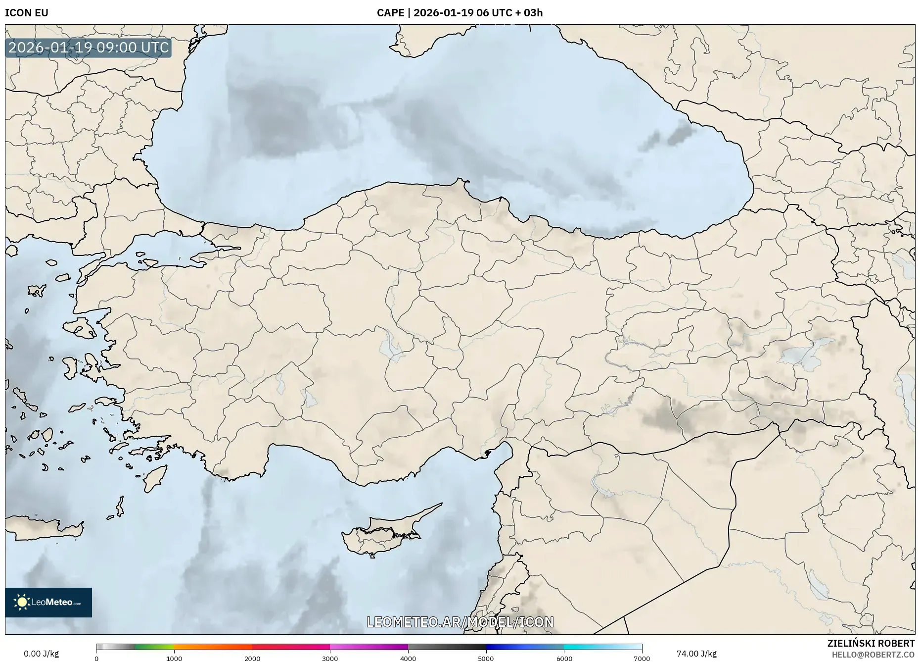 ICON model - Turquía, CAPE