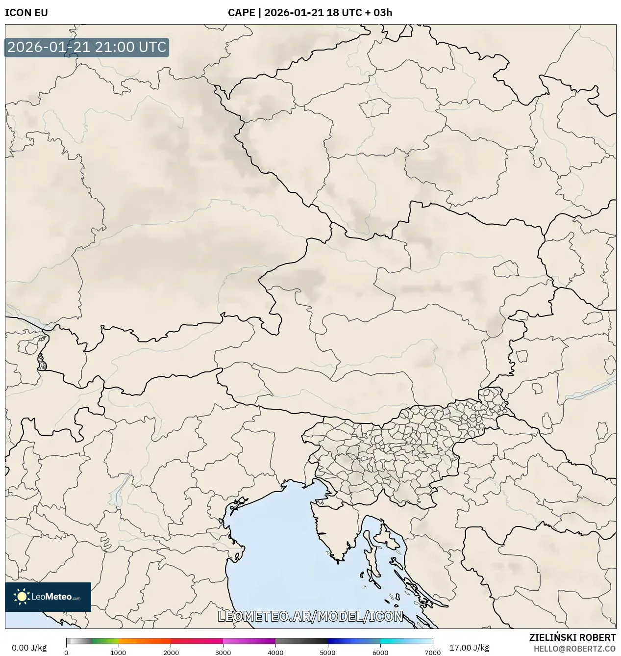 ICON model - Austria, CAPE
