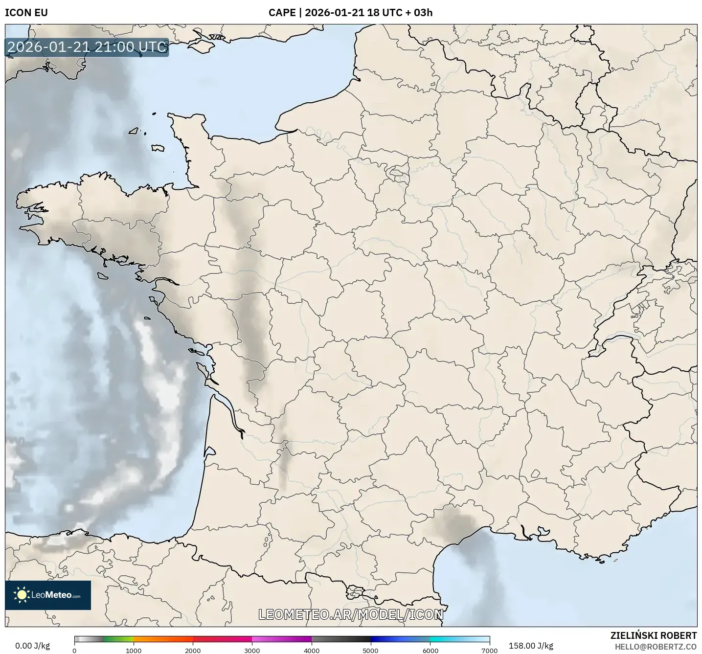 ICON model - Francia, CAPE