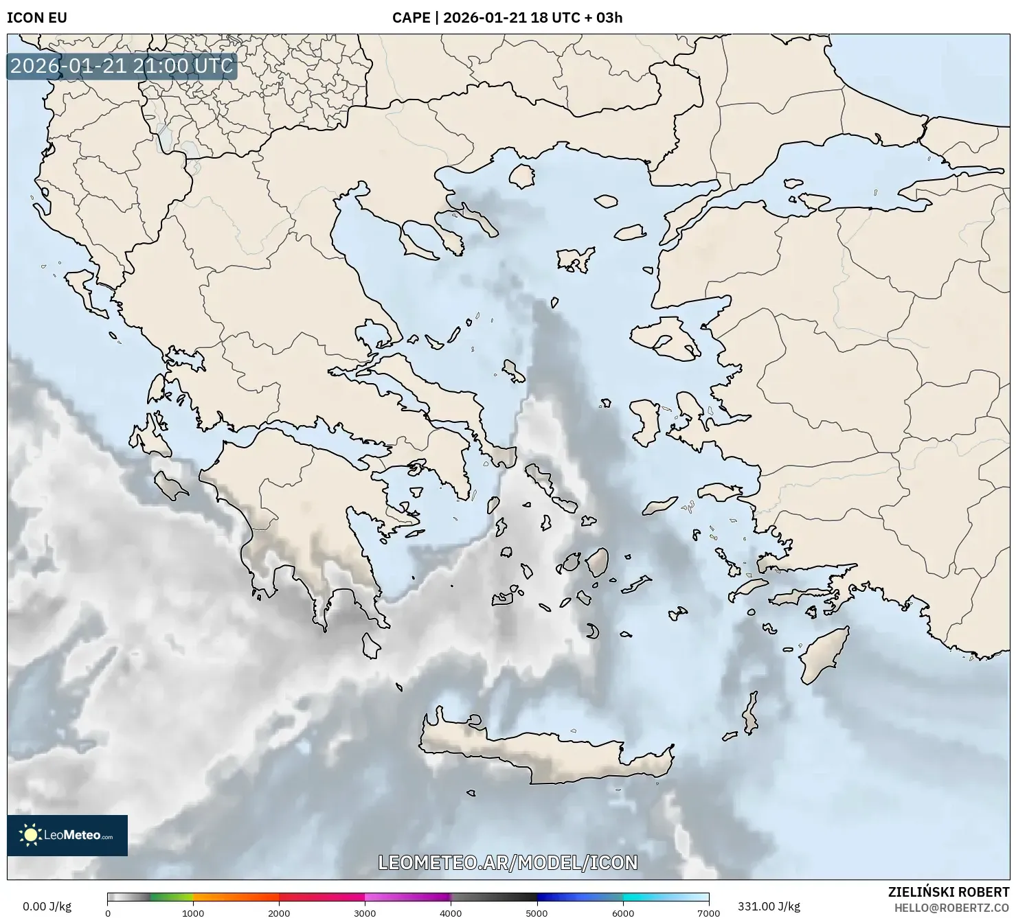 ICON model - Grecia, CAPE