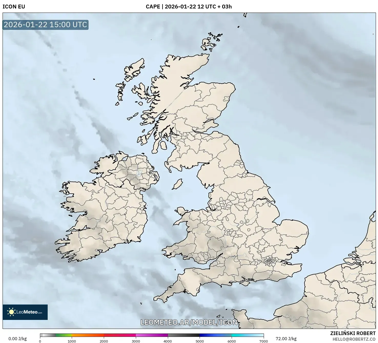 ICON model - Reino Unido, CAPE