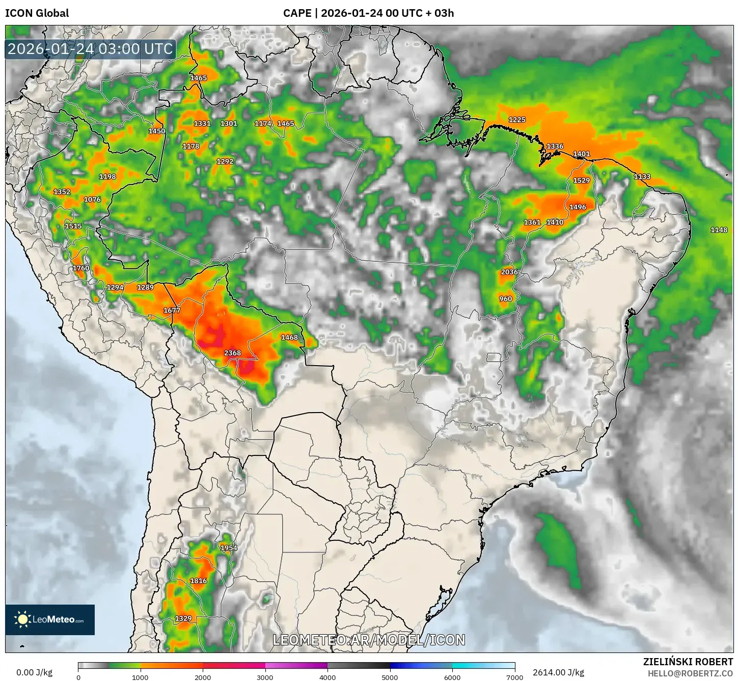 ICON model - Brasil, CAPE