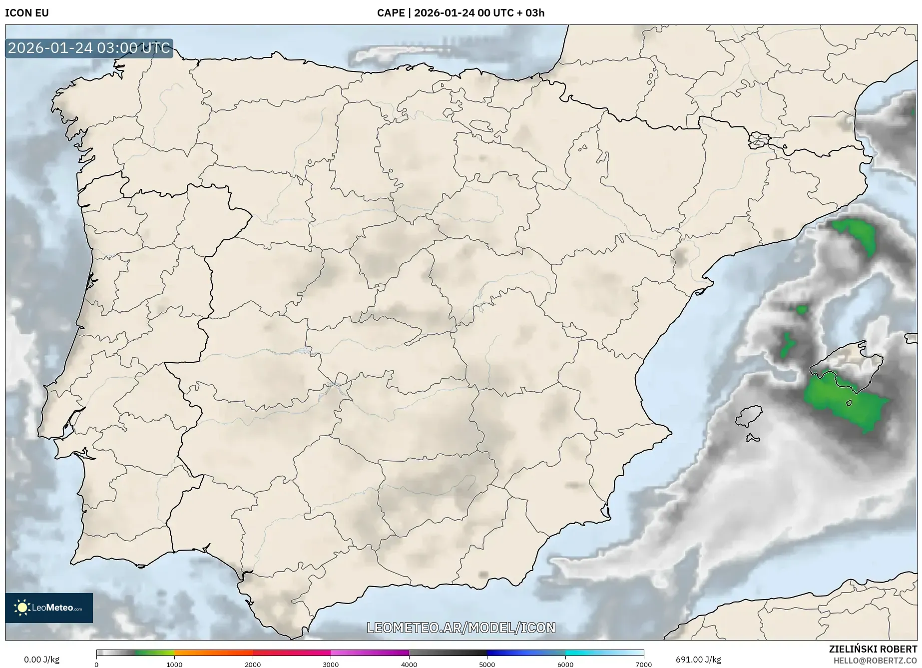 ICON model - España, CAPE