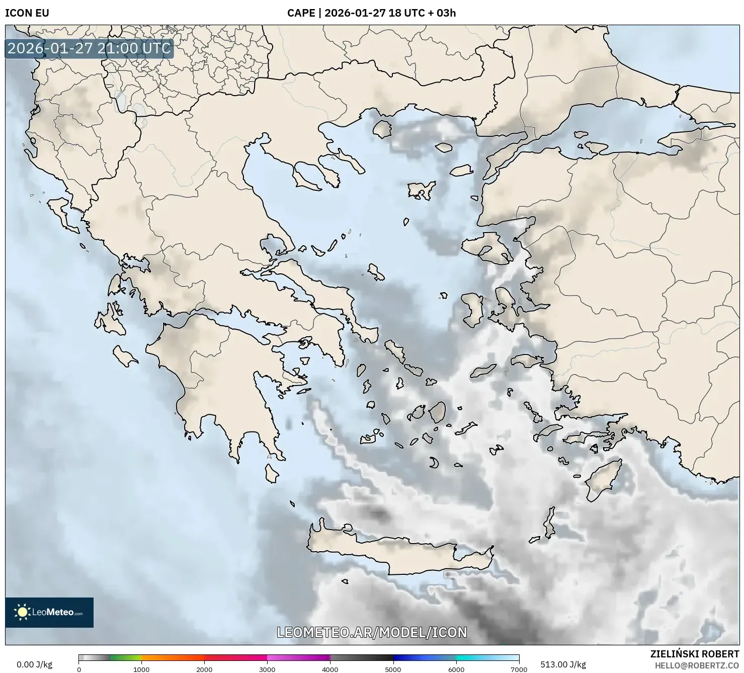ICON model - Grecia, CAPE