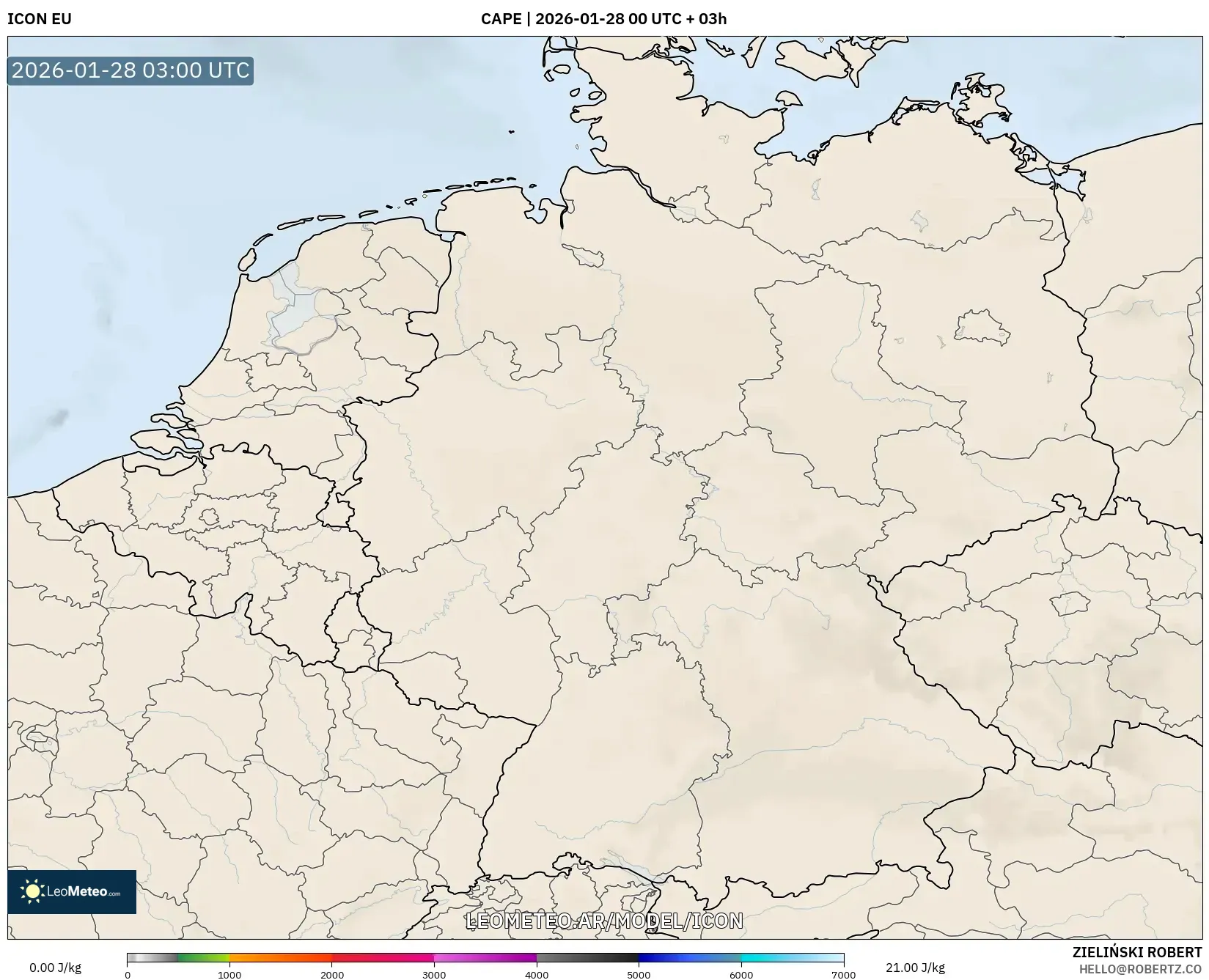 ICON model - Alemania, CAPE