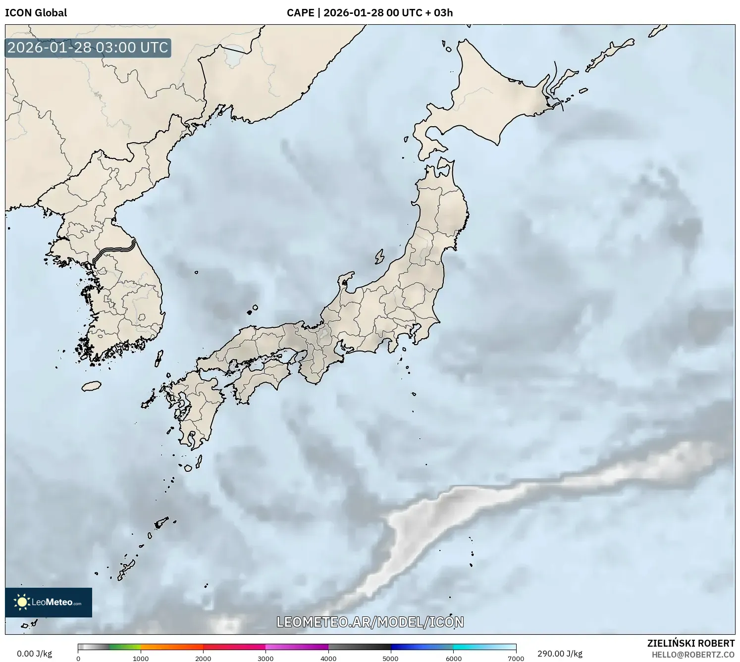 ICON model - Japón, CAPE