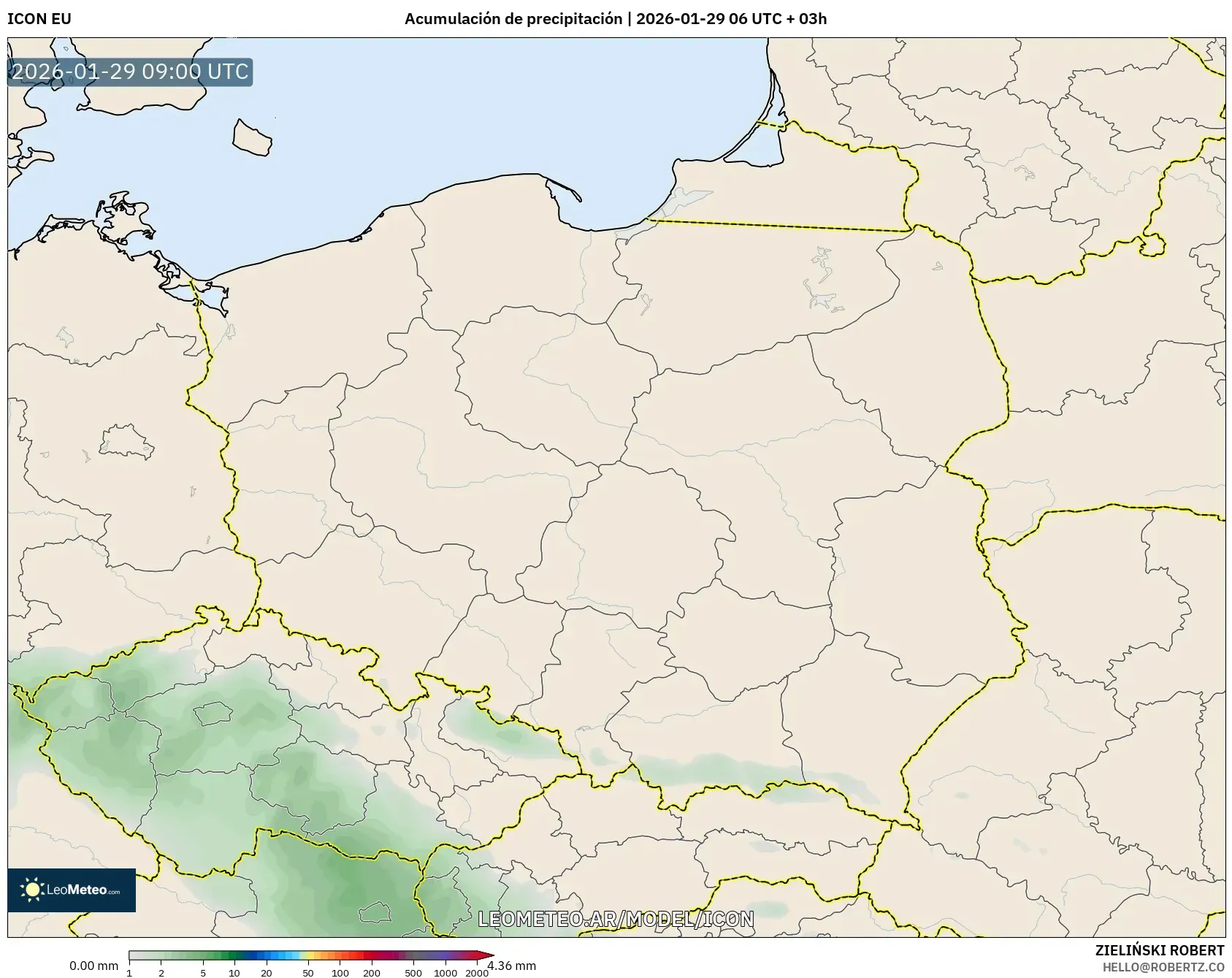 ICON model - Polonia, Acumulación de precipitación