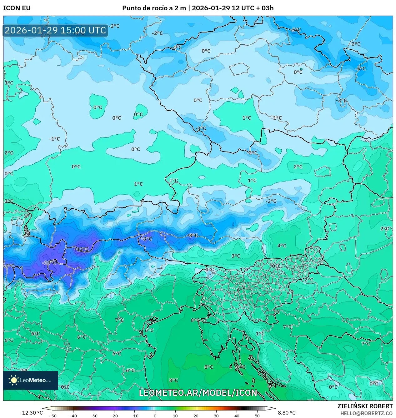 ICON model - Austria, Punto de rocío a 2 m