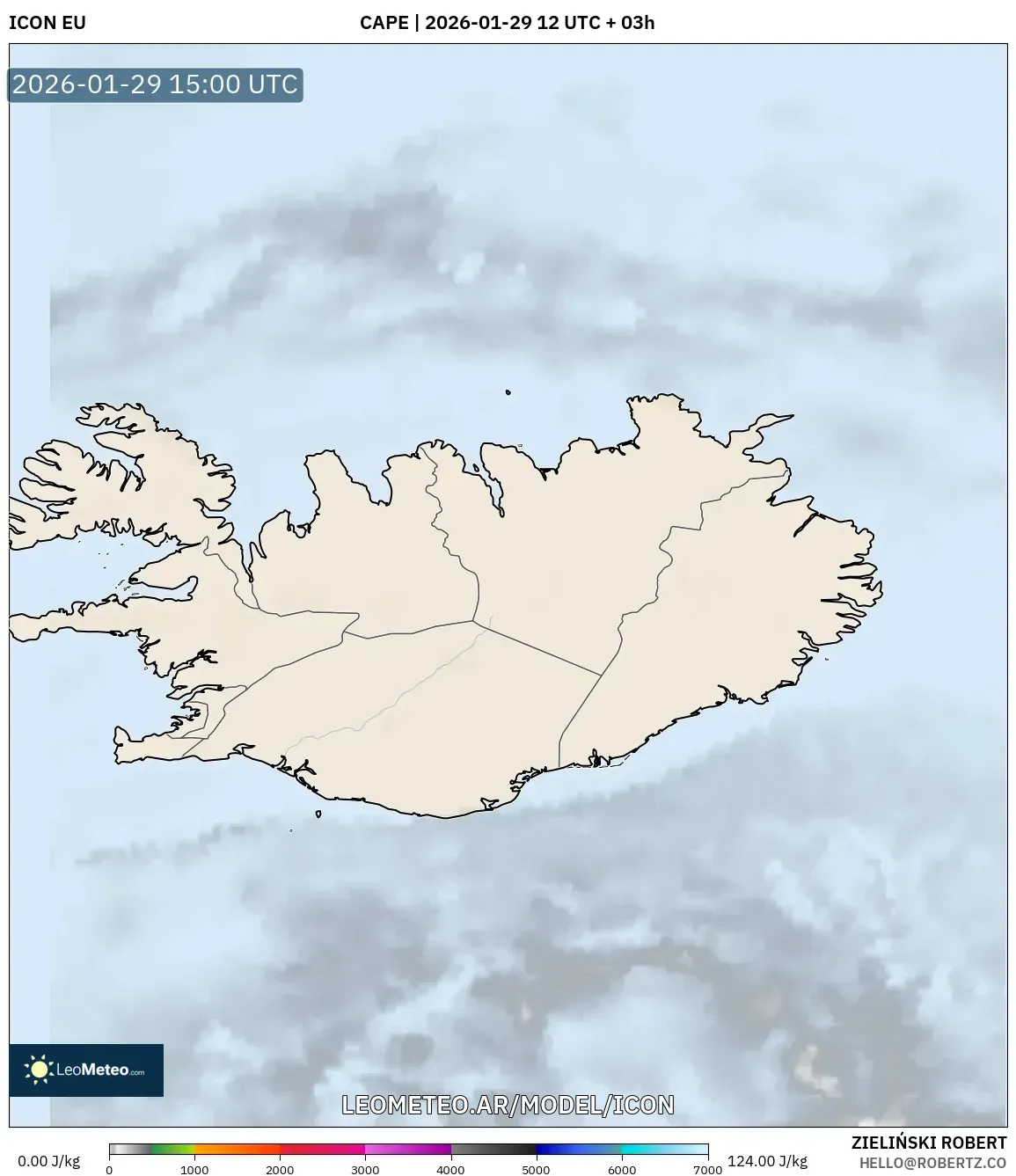 ICON model - Islandia, CAPE