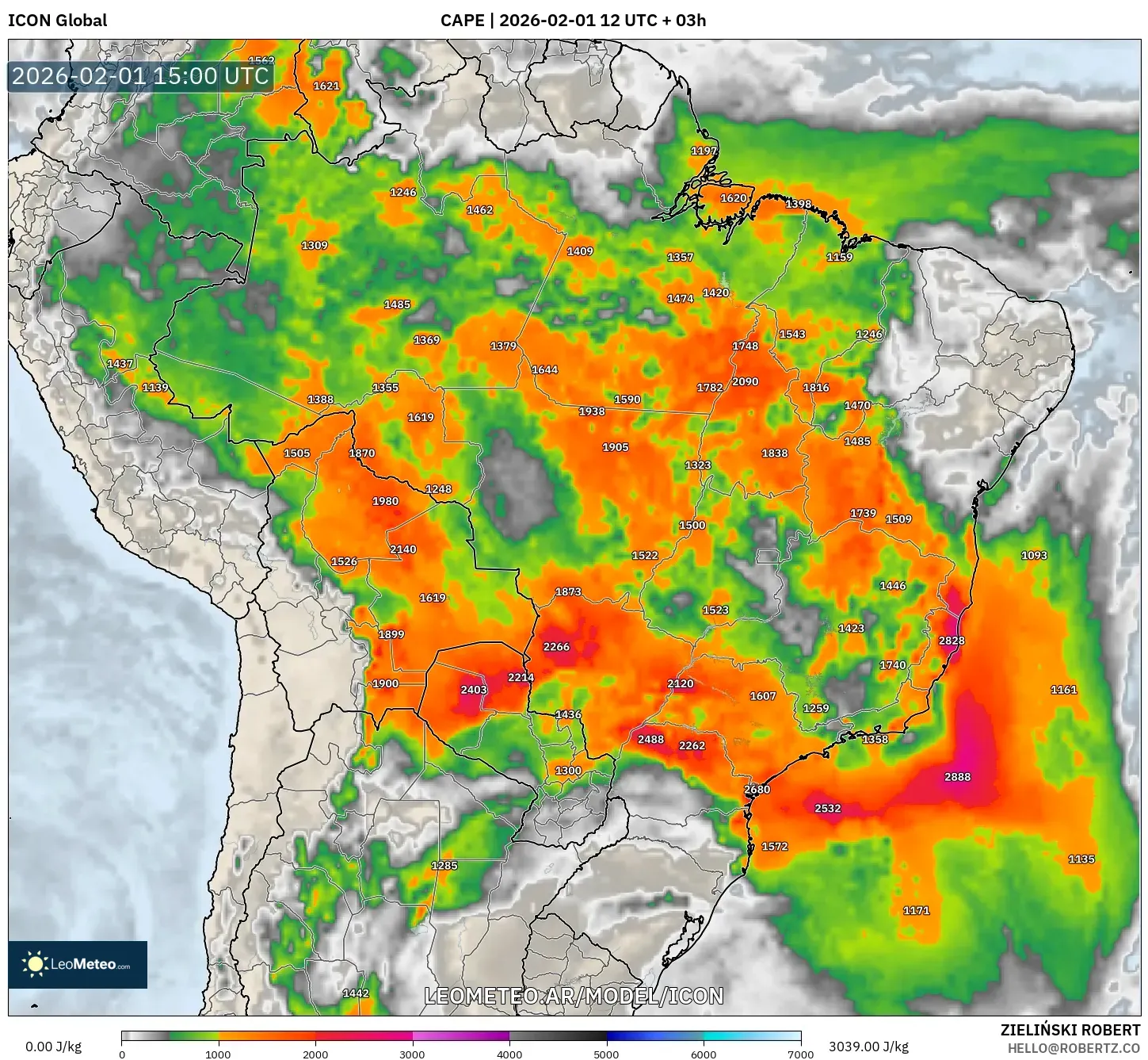 ICON model - Brasil, CAPE