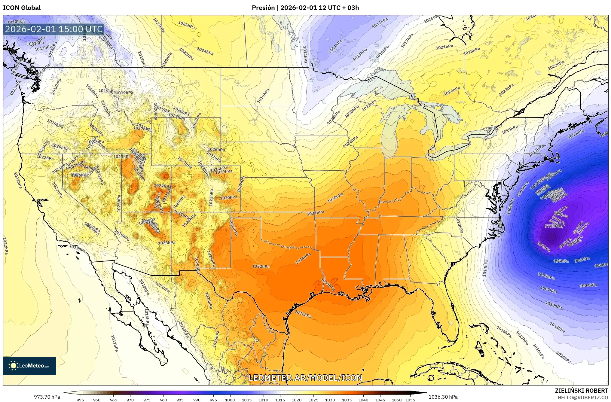 ICON model - Estados Unidos, Presión