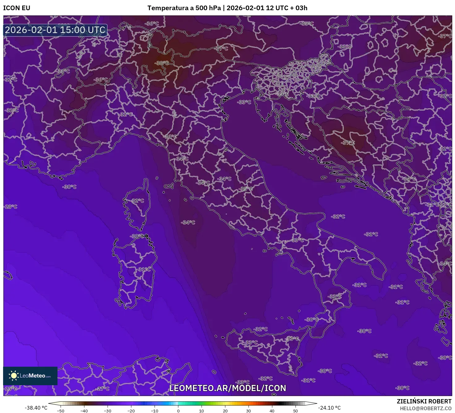 ICON model - Italia, Temperatura a 500 hPa