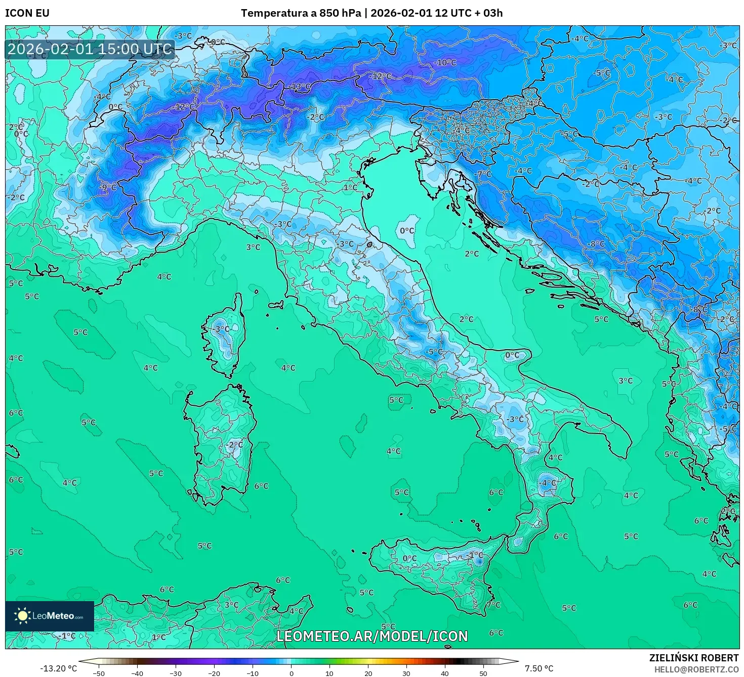 ICON model - Italia, Temperatura a 850 hPa