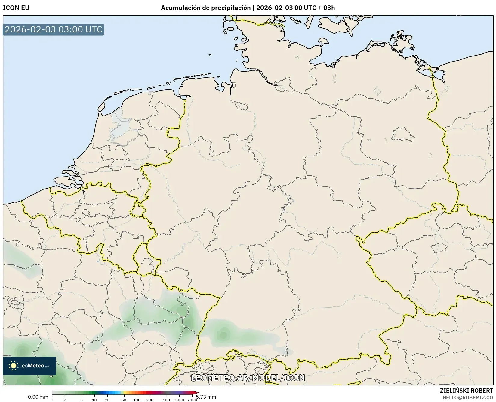 ICON model - Alemania, Acumulación de precipitación