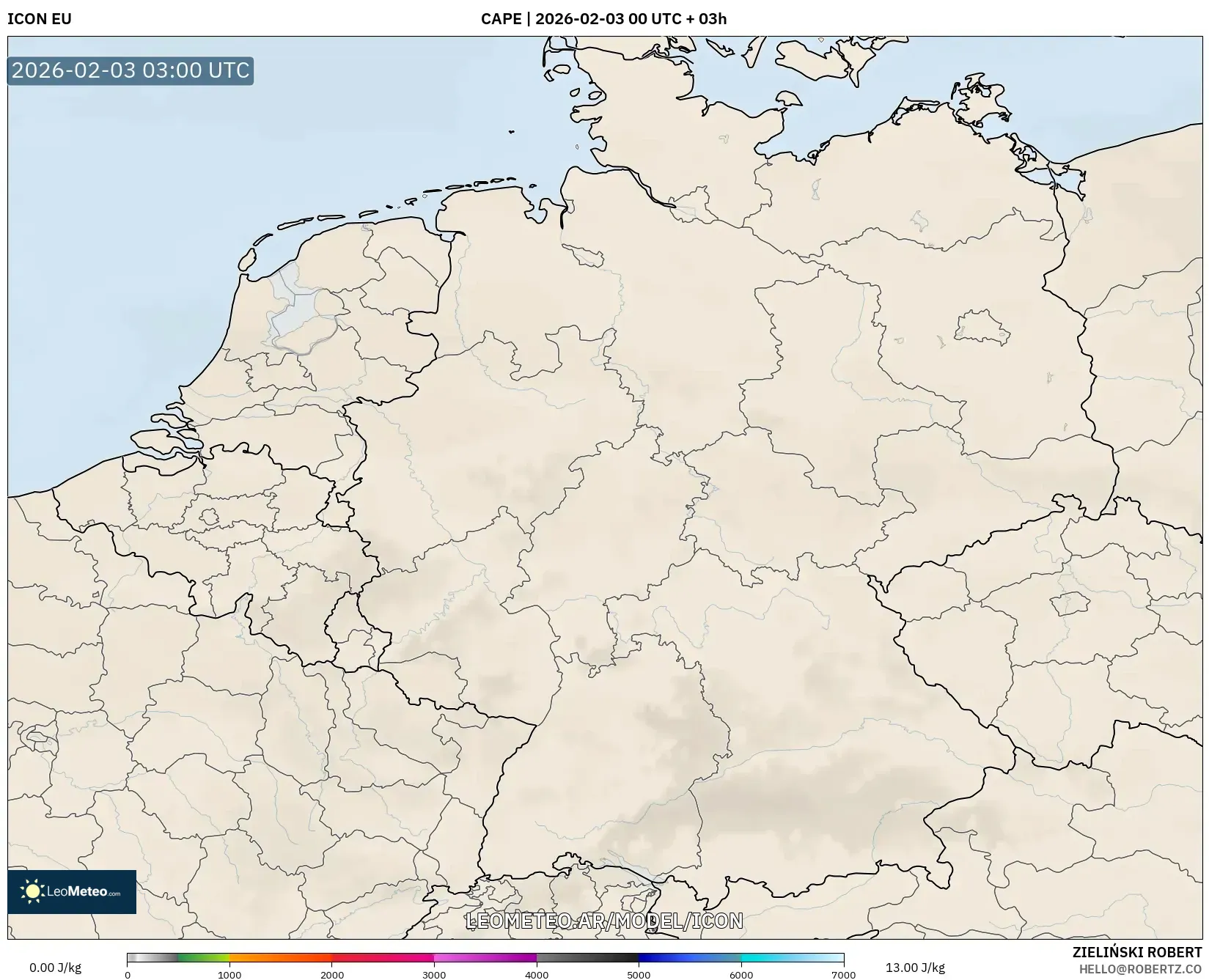ICON model - Alemania, CAPE