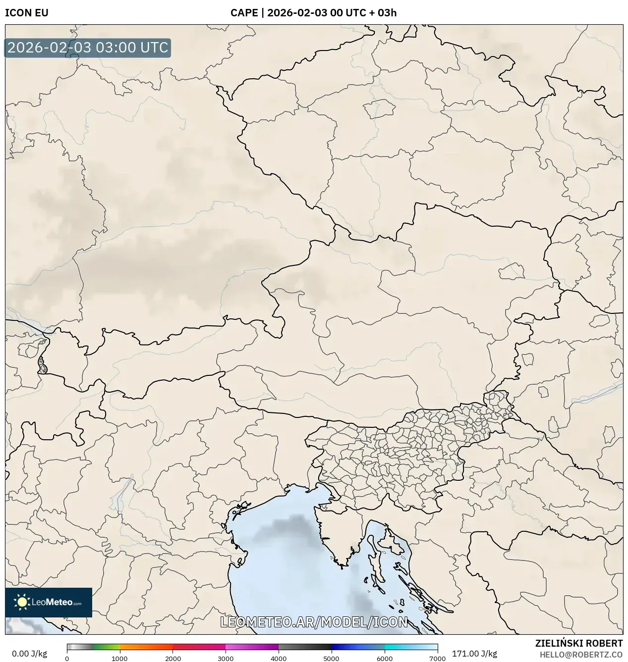ICON model - Austria, CAPE