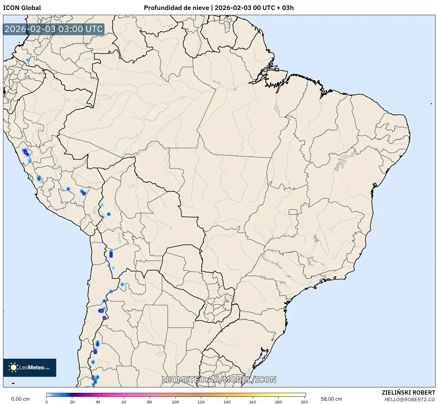 ICON model - Brasil, Profundidad de nieve