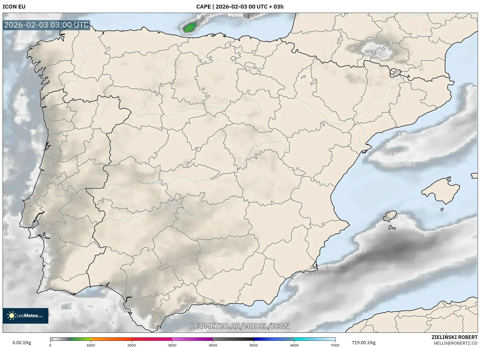 ICON model - España, CAPE