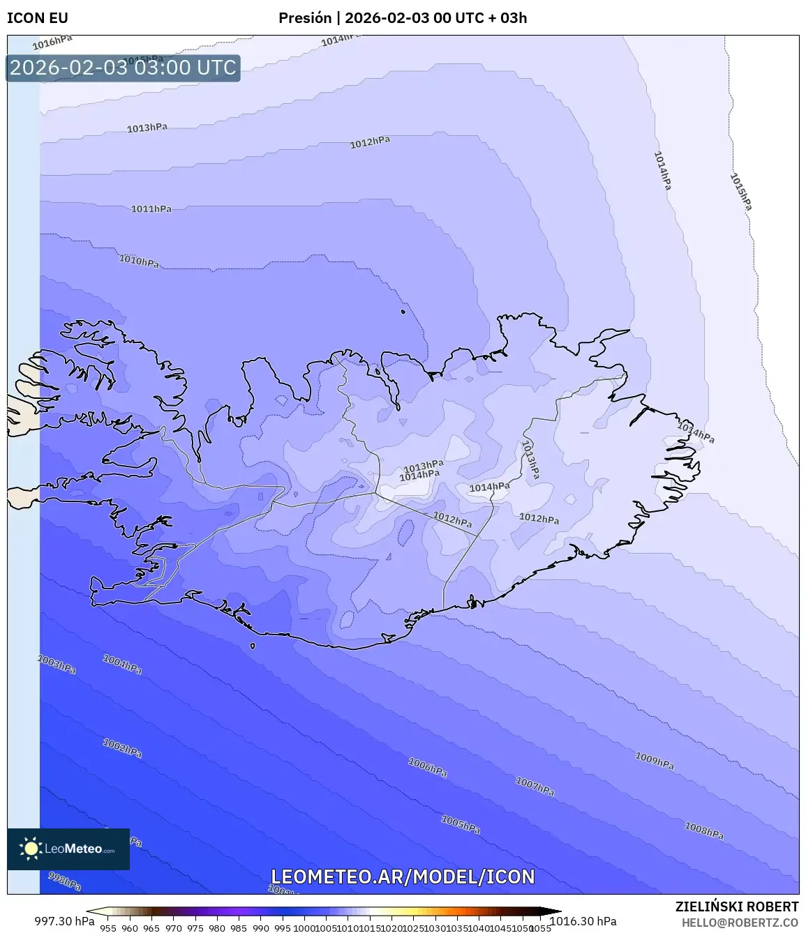 ICON model - Islandia, Presión