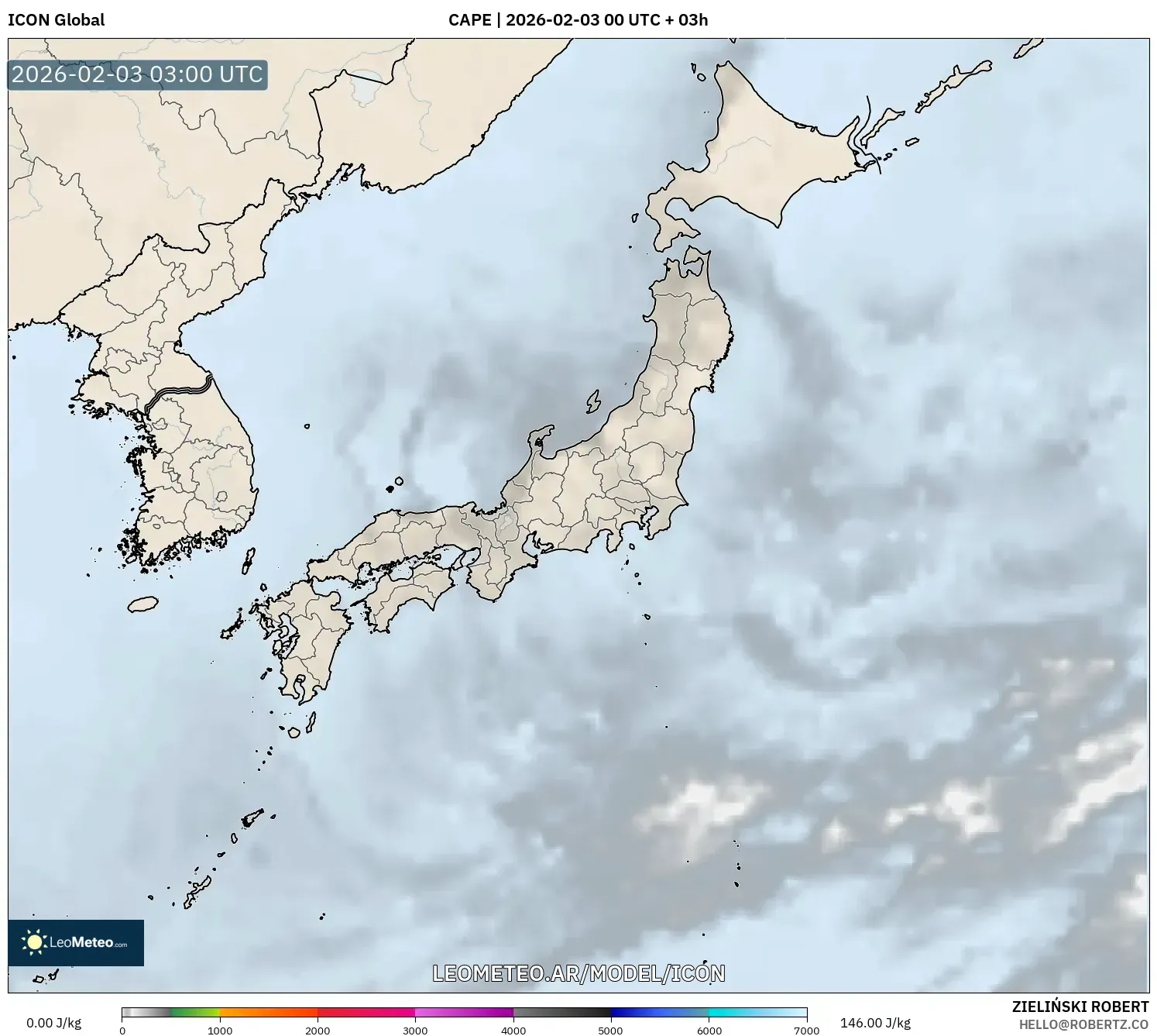 ICON model - Japón, CAPE