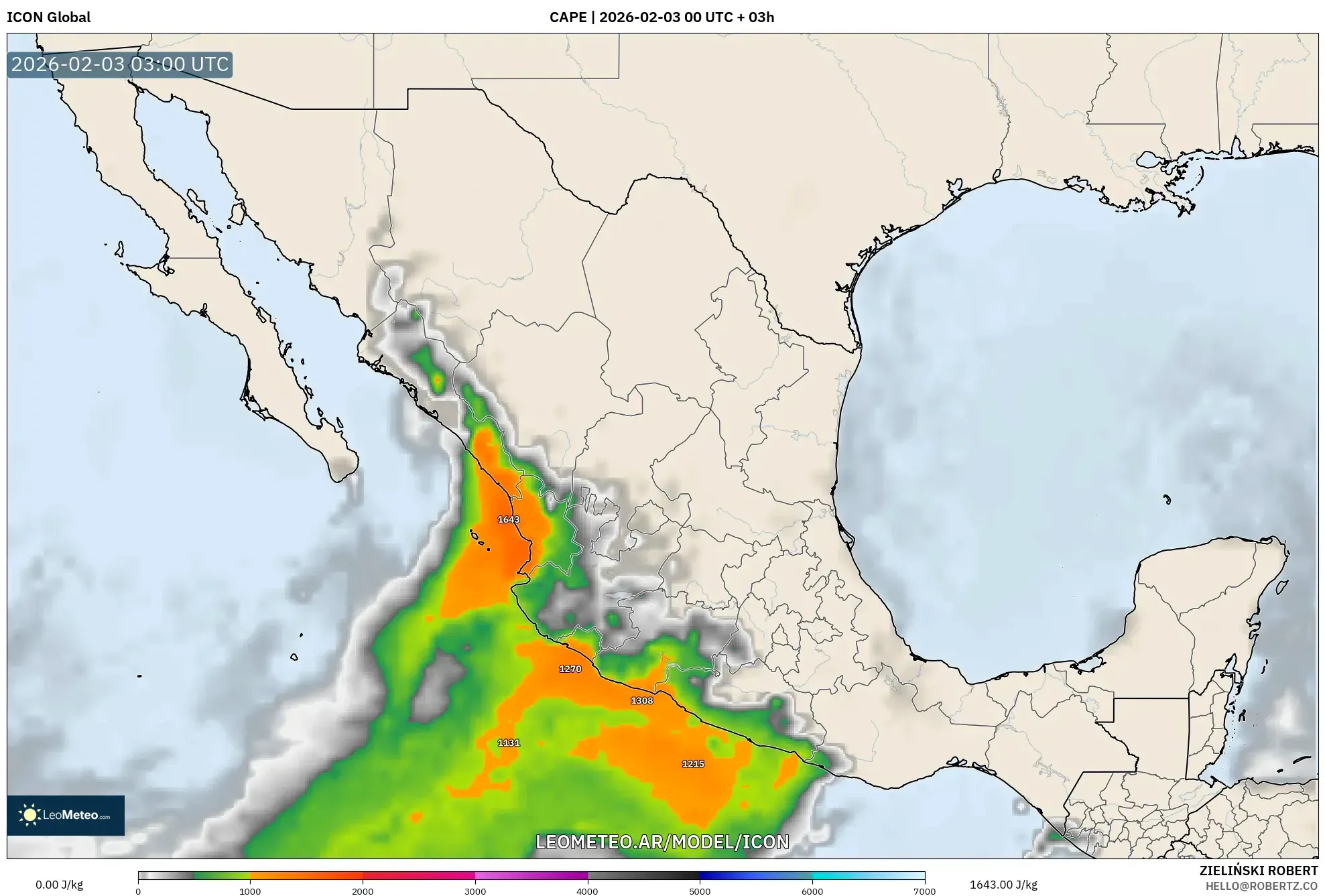 ICON model - México, CAPE
