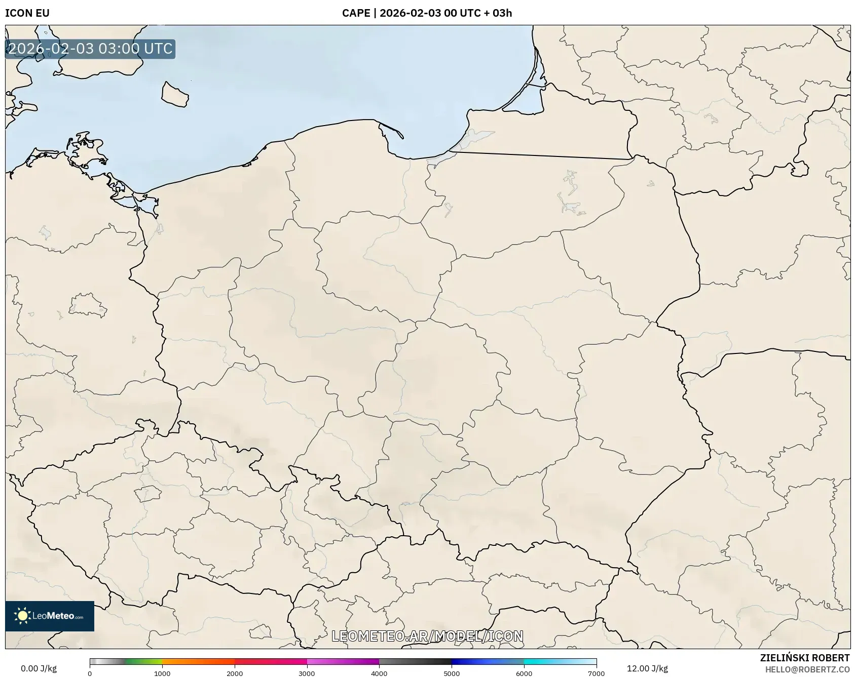 ICON model - Polonia, CAPE