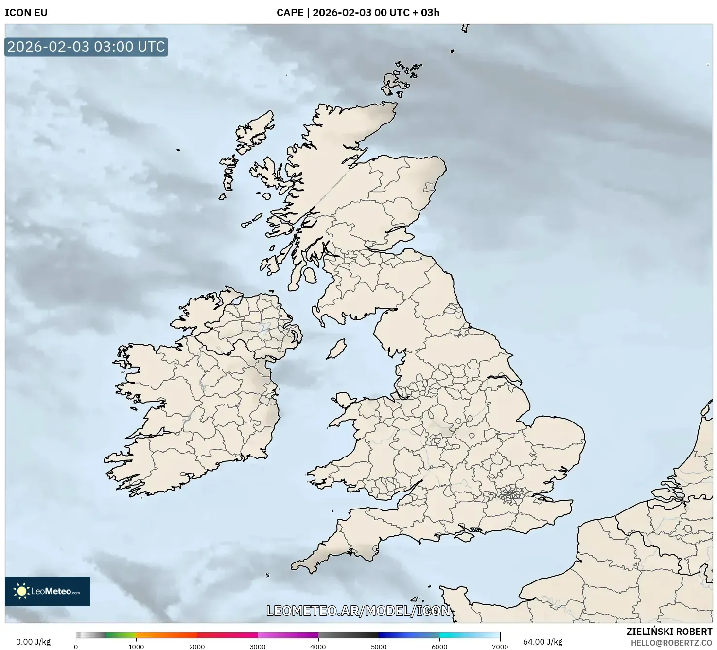 ICON model - Reino Unido, CAPE