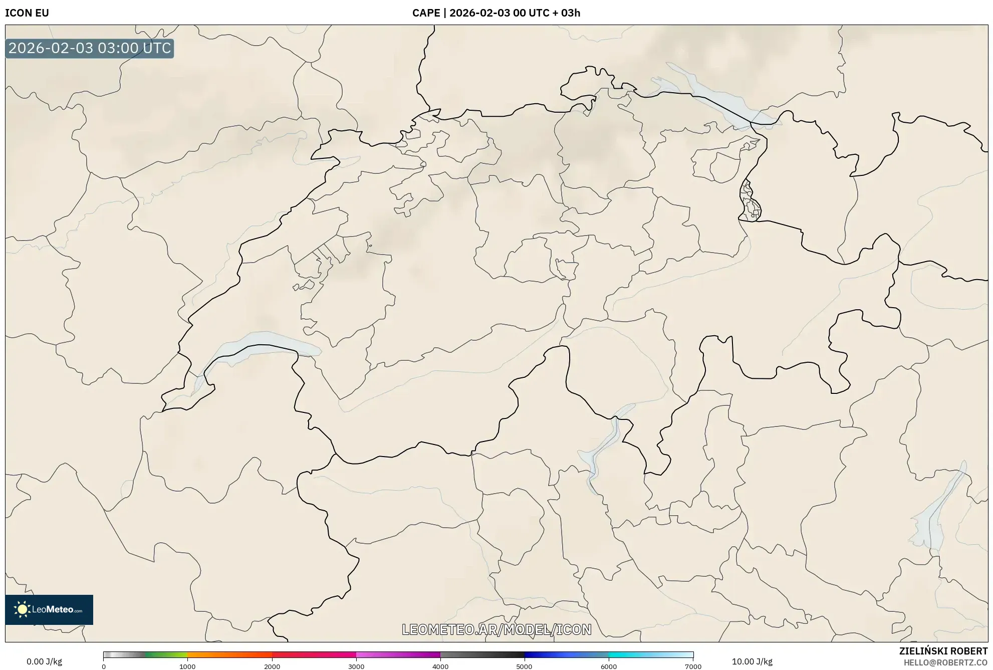 ICON model - Suiza, CAPE