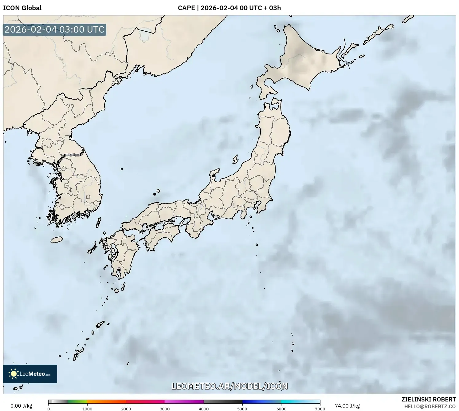 ICON model - Japón, CAPE