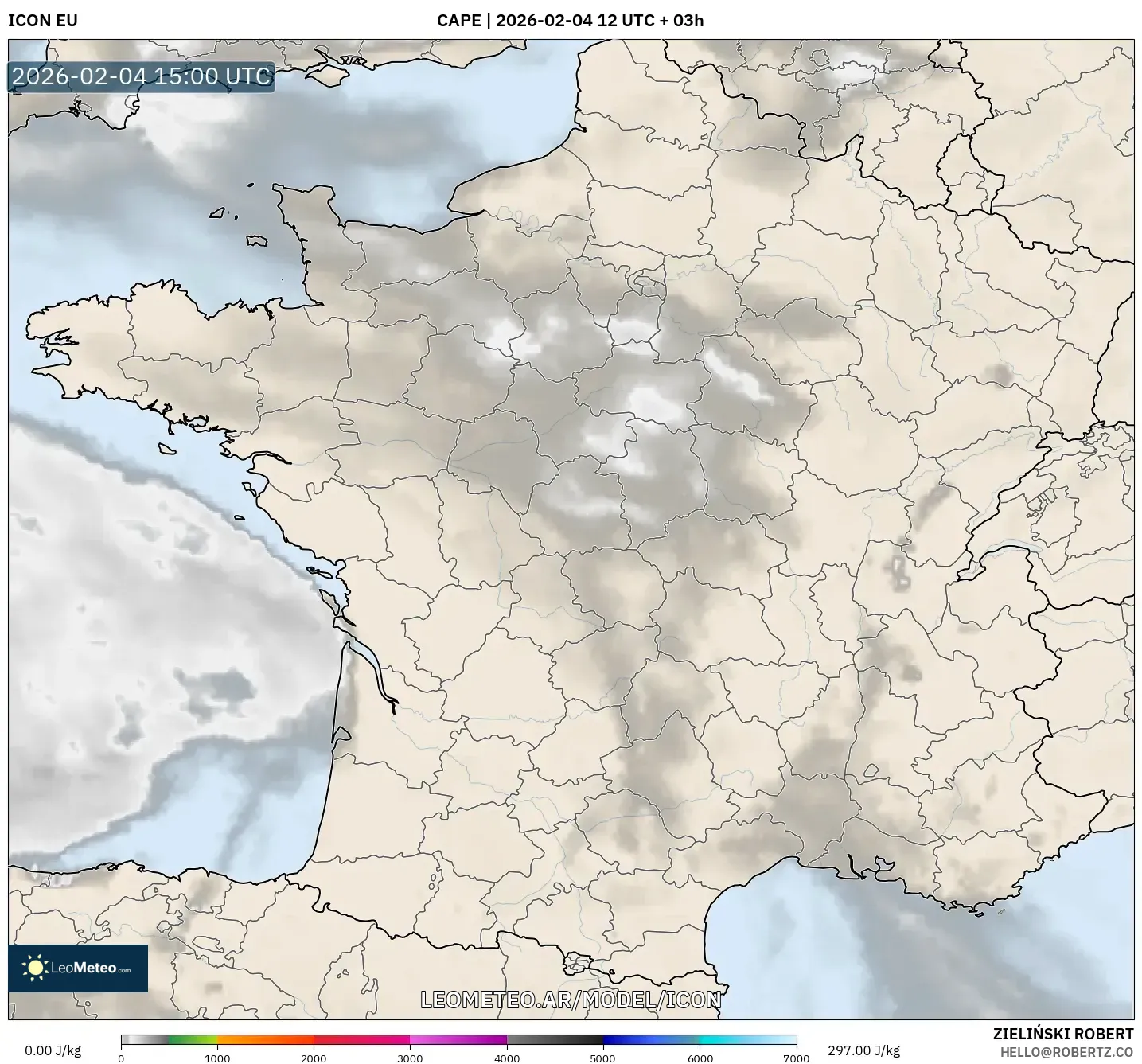 ICON model - Francia, CAPE