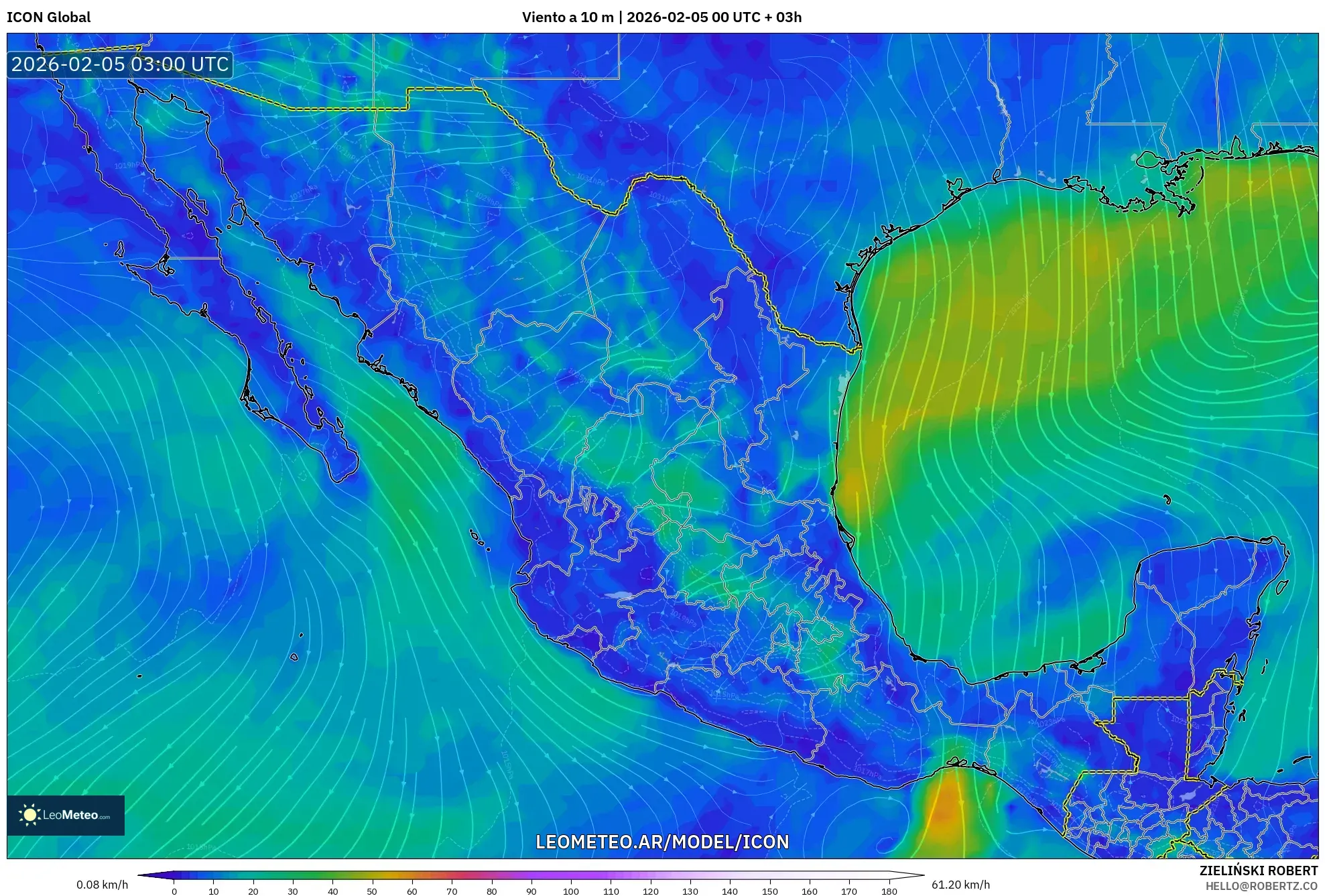 ICON model - México, Viento a 10 m