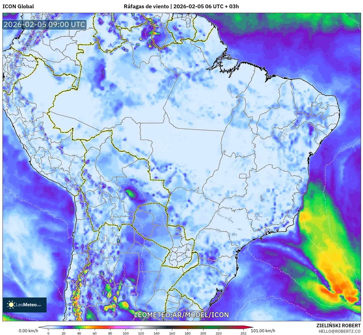 ICON model - Brasil, Ráfagas de viento