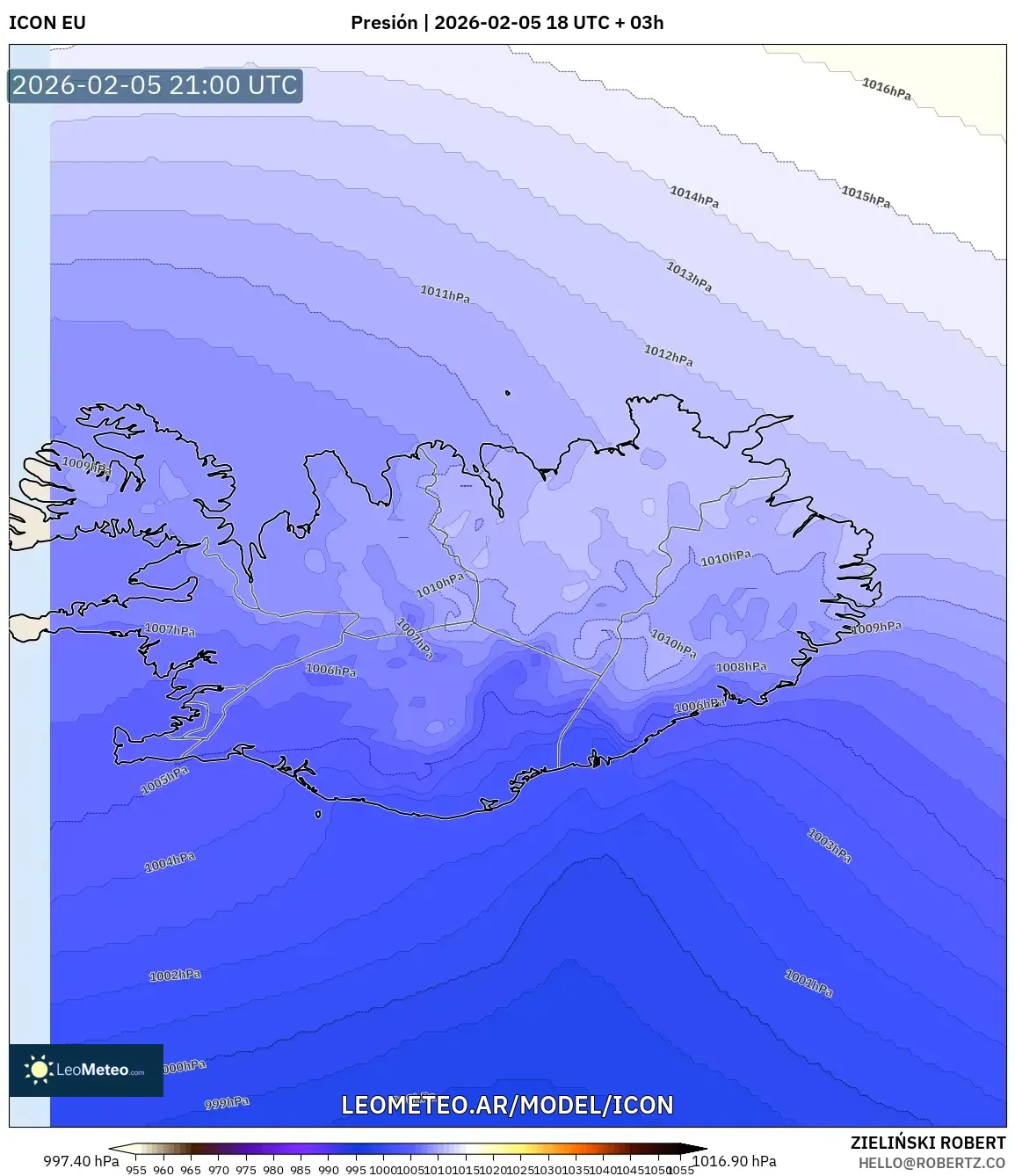 ICON model - Islandia, Presión
