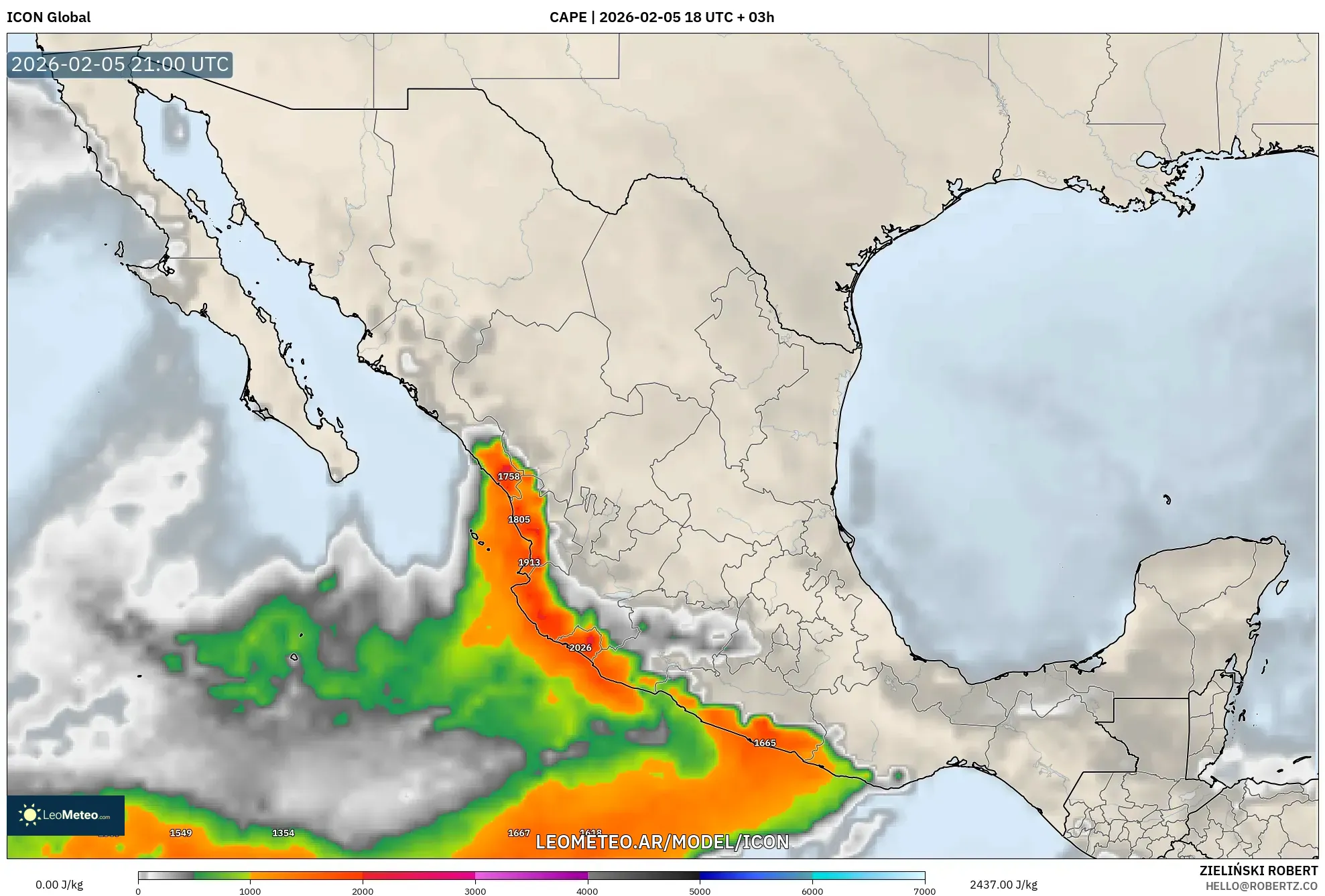 ICON model - México, CAPE