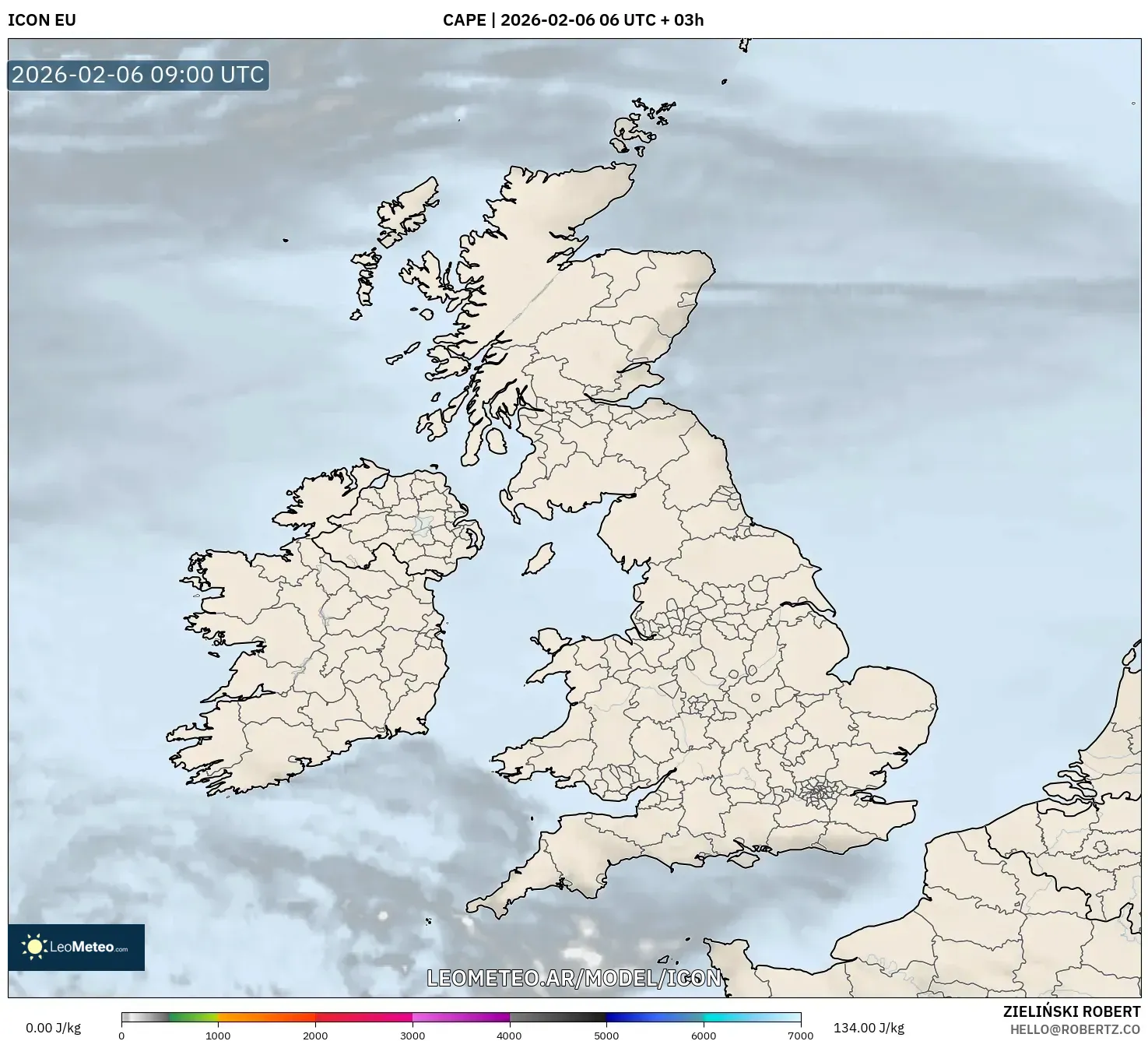 ICON model - Reino Unido, CAPE