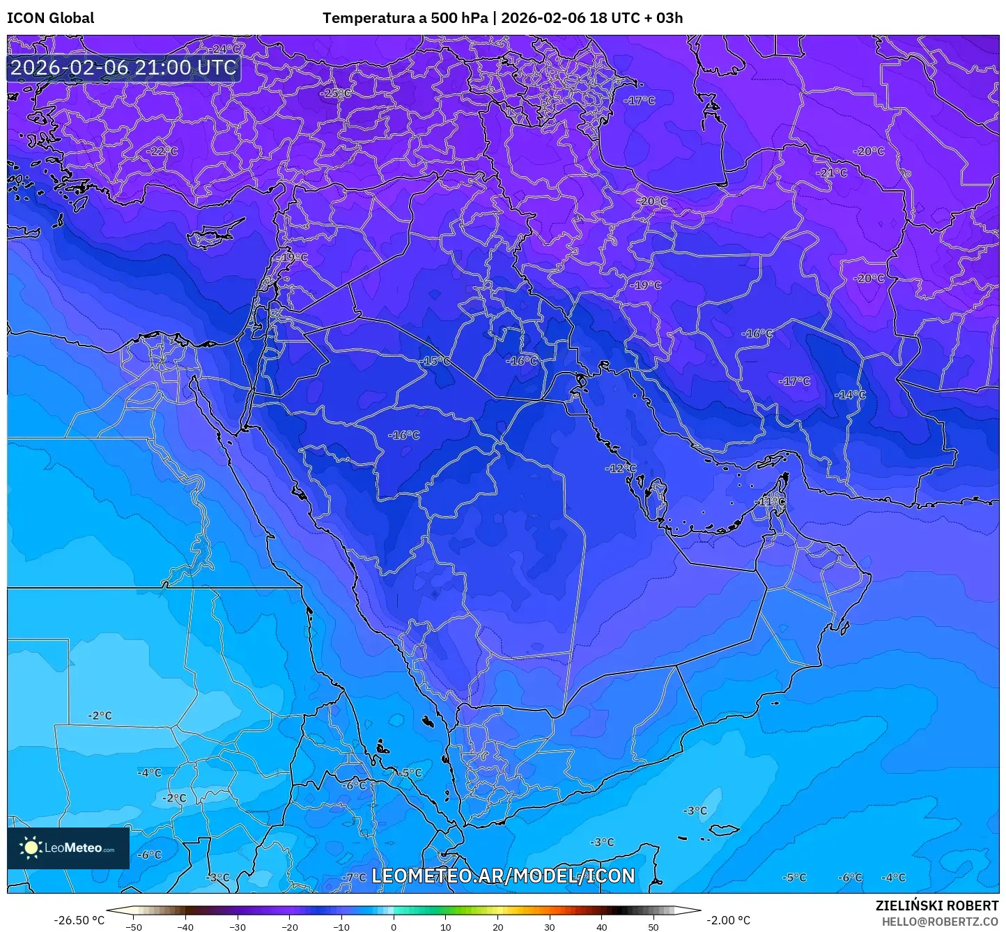 ICON model - Oriente Medio, Temperatura a 500 hPa