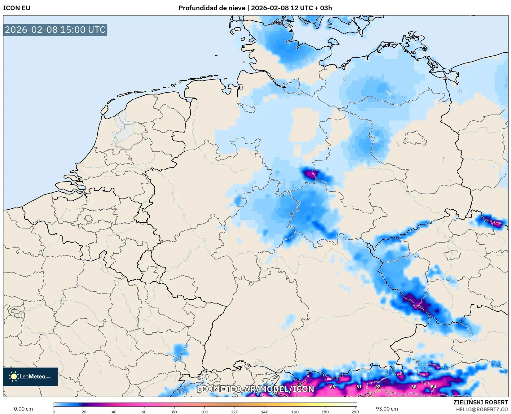 ICON model - Alemania, Profundidad de nieve
