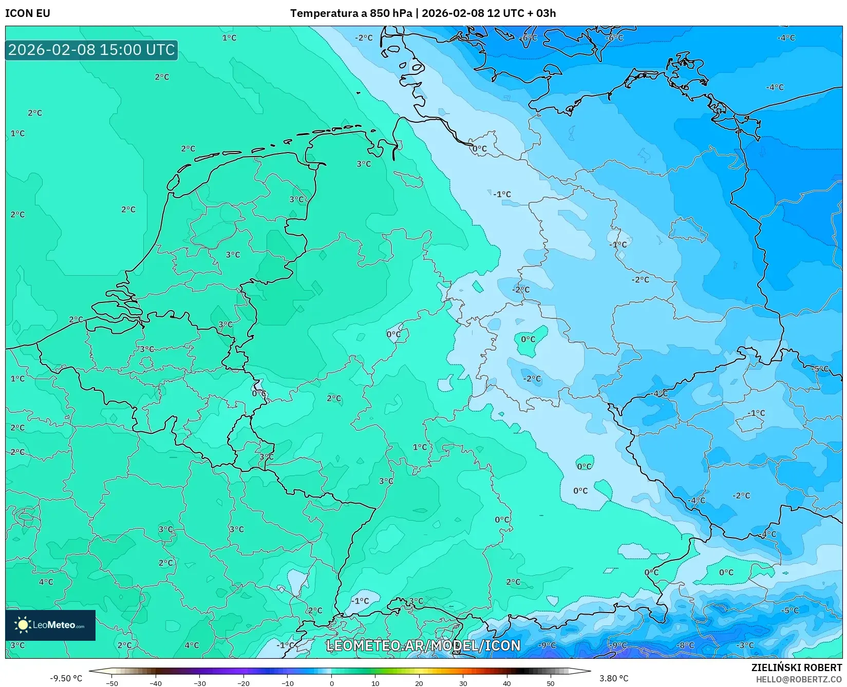 ICON model - Alemania, Temperatura a 850 hPa