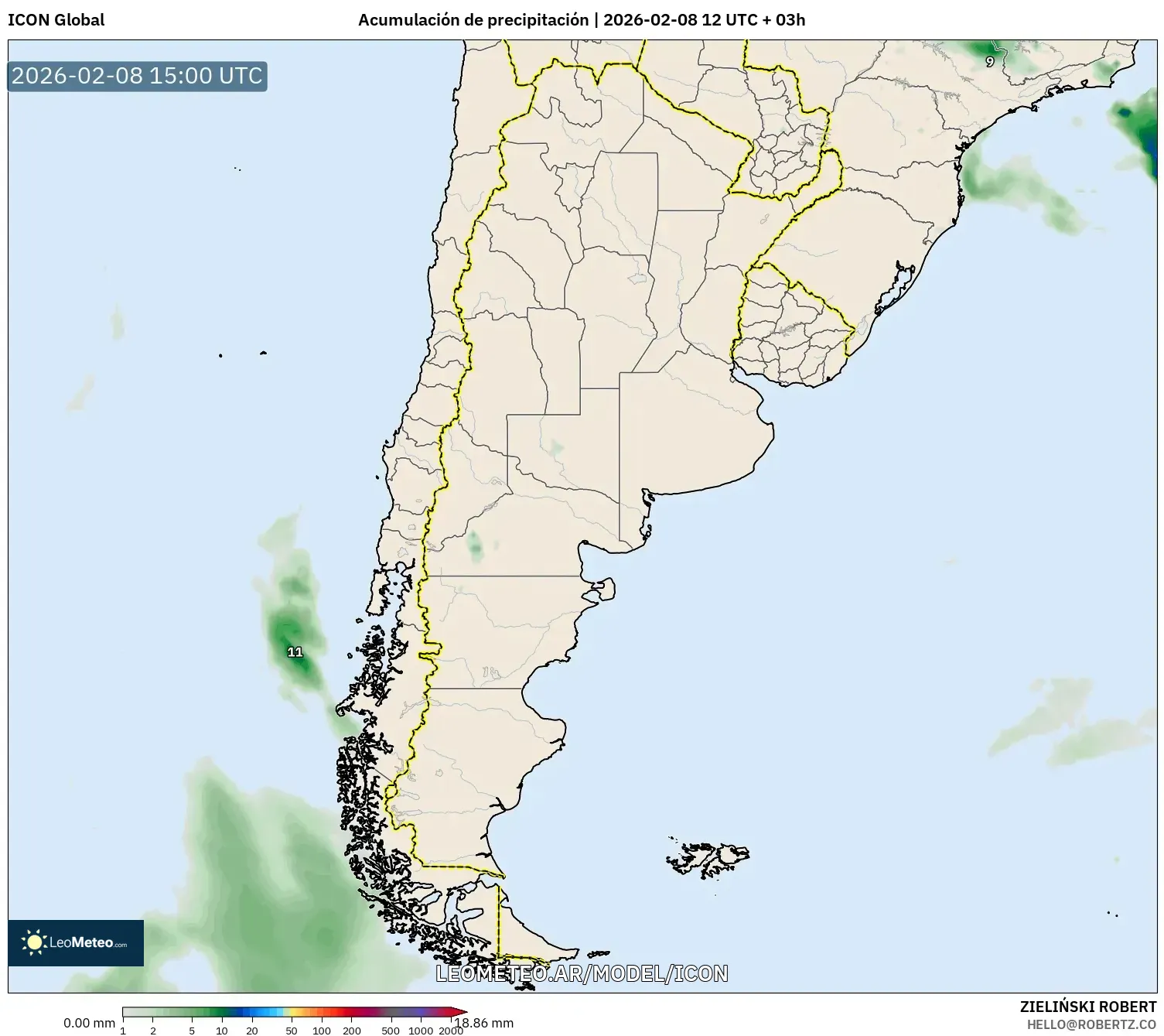 ICON model - Argentina, Acumulación de precipitación