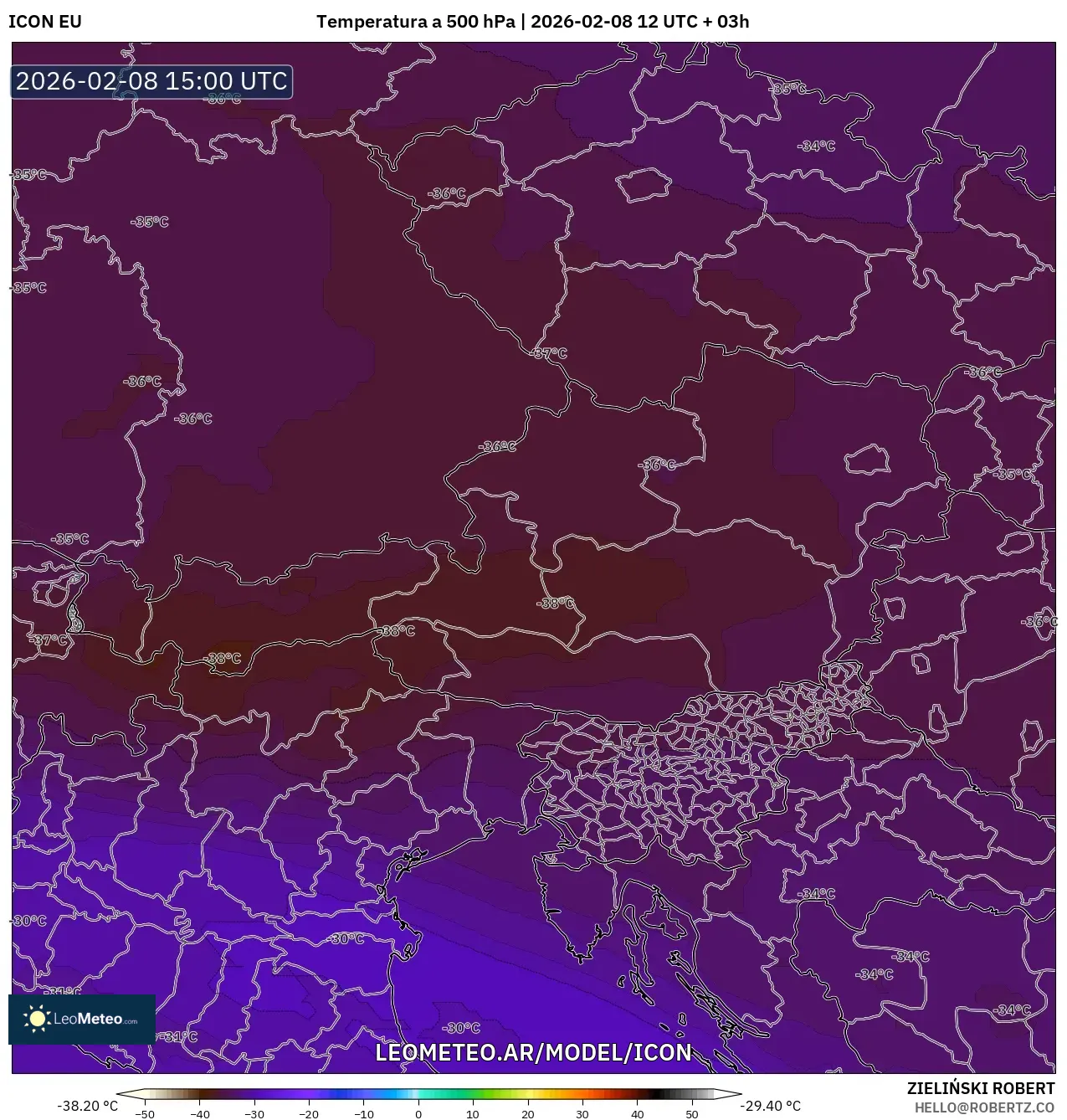 ICON model - Austria, Temperatura a 500 hPa