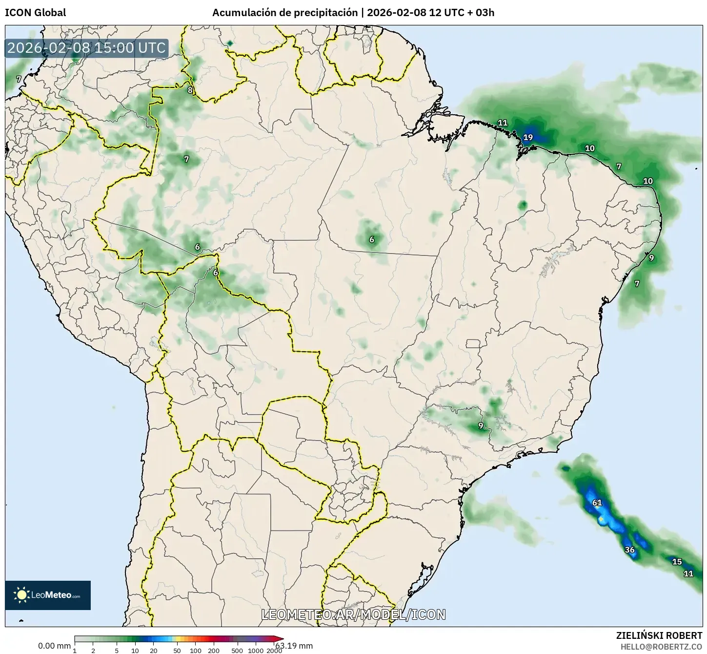 ICON model - Brasil, Acumulación de precipitación