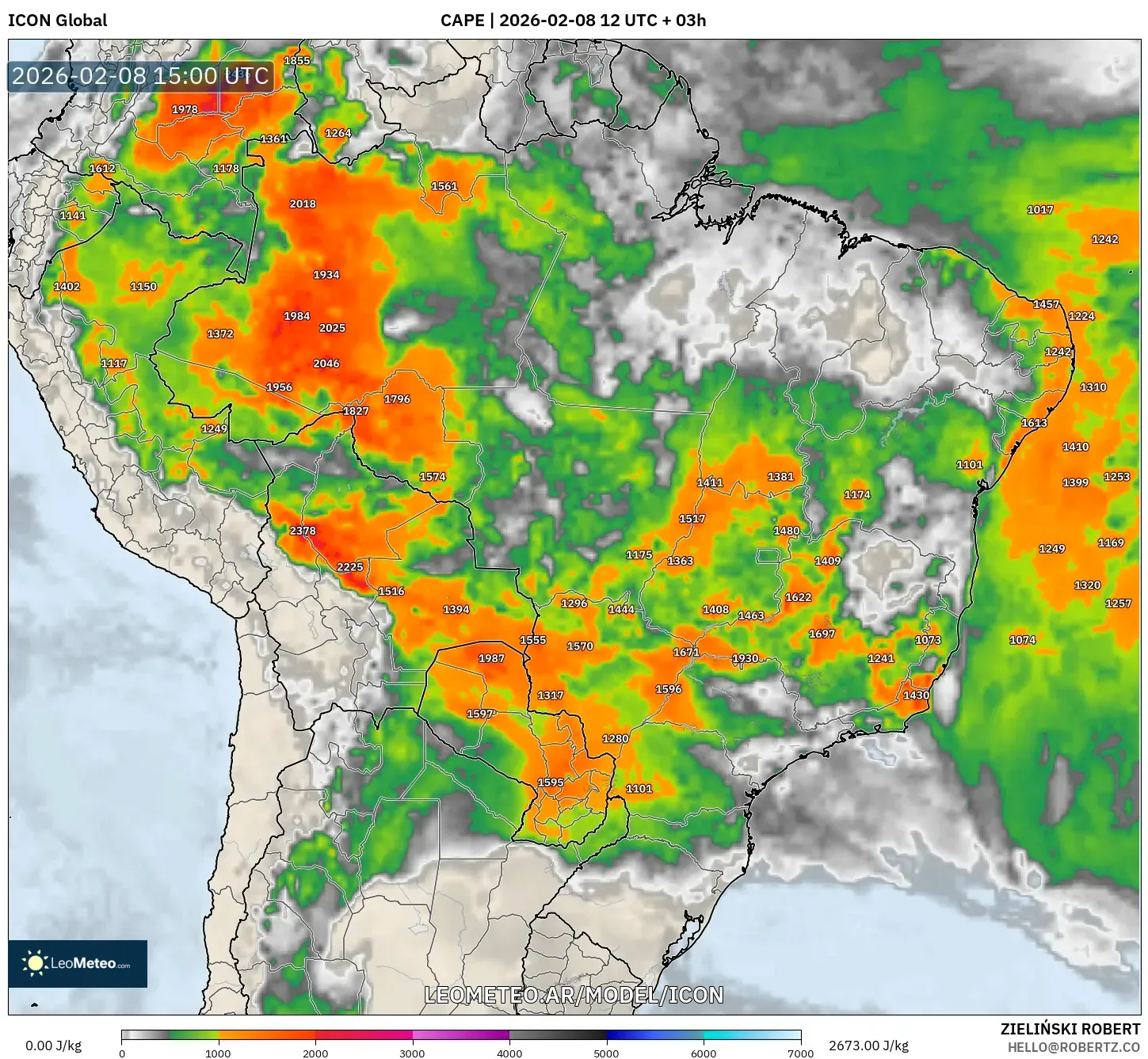 ICON model - Brasil, CAPE