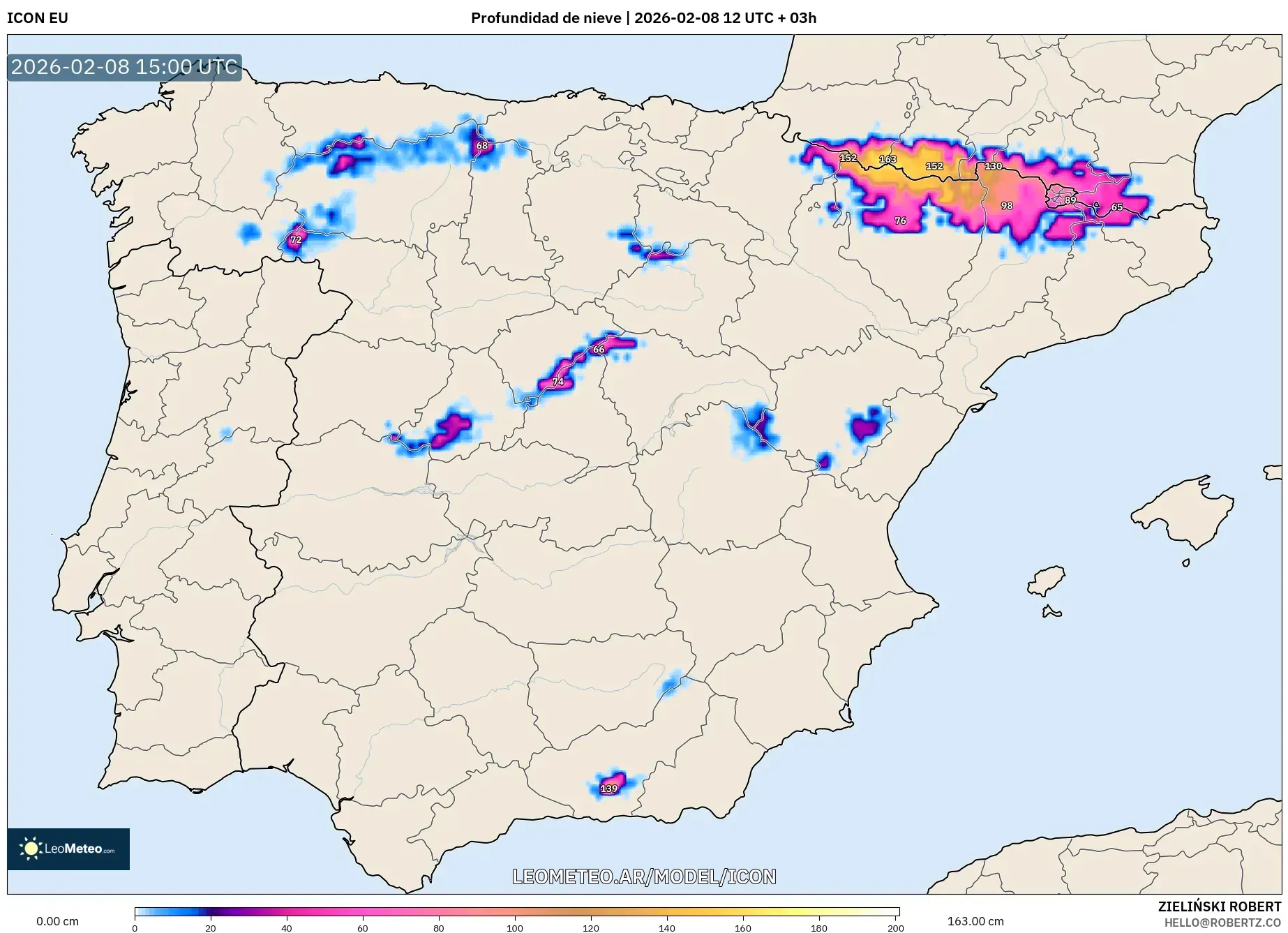 ICON model - España, Profundidad de nieve