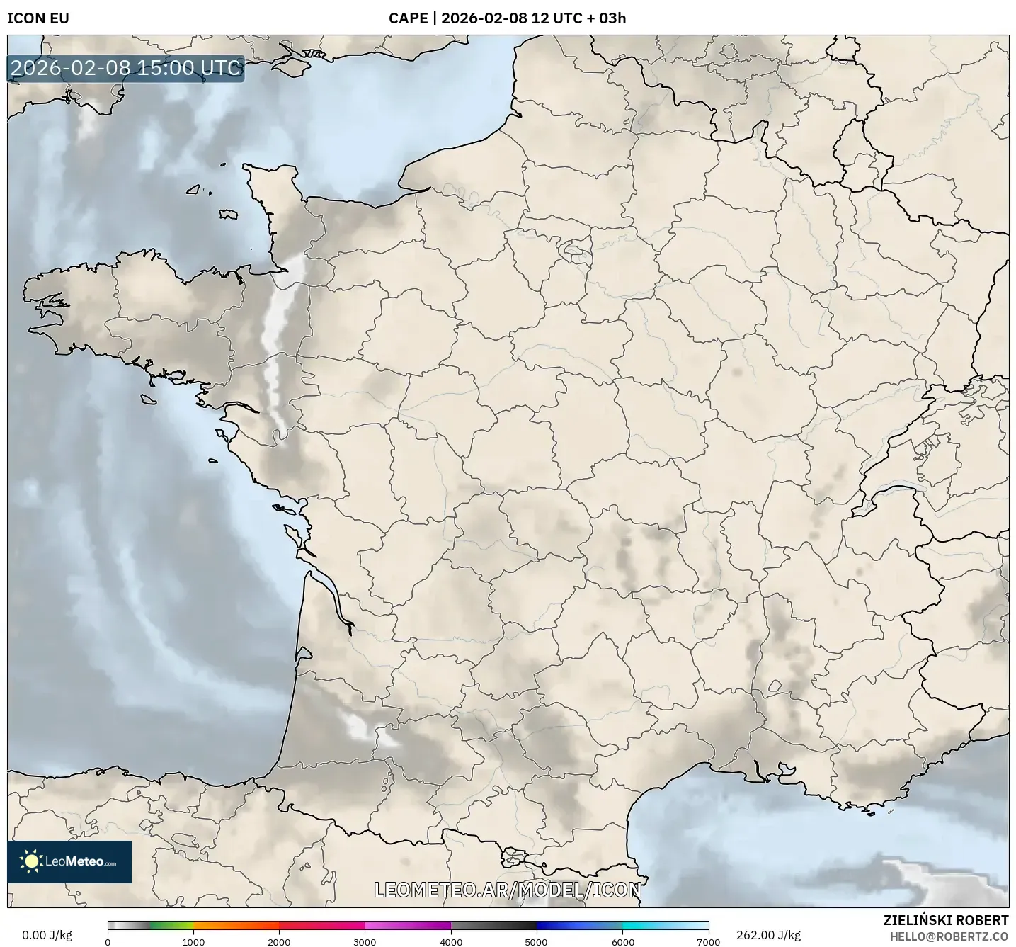 ICON model - Francia, CAPE