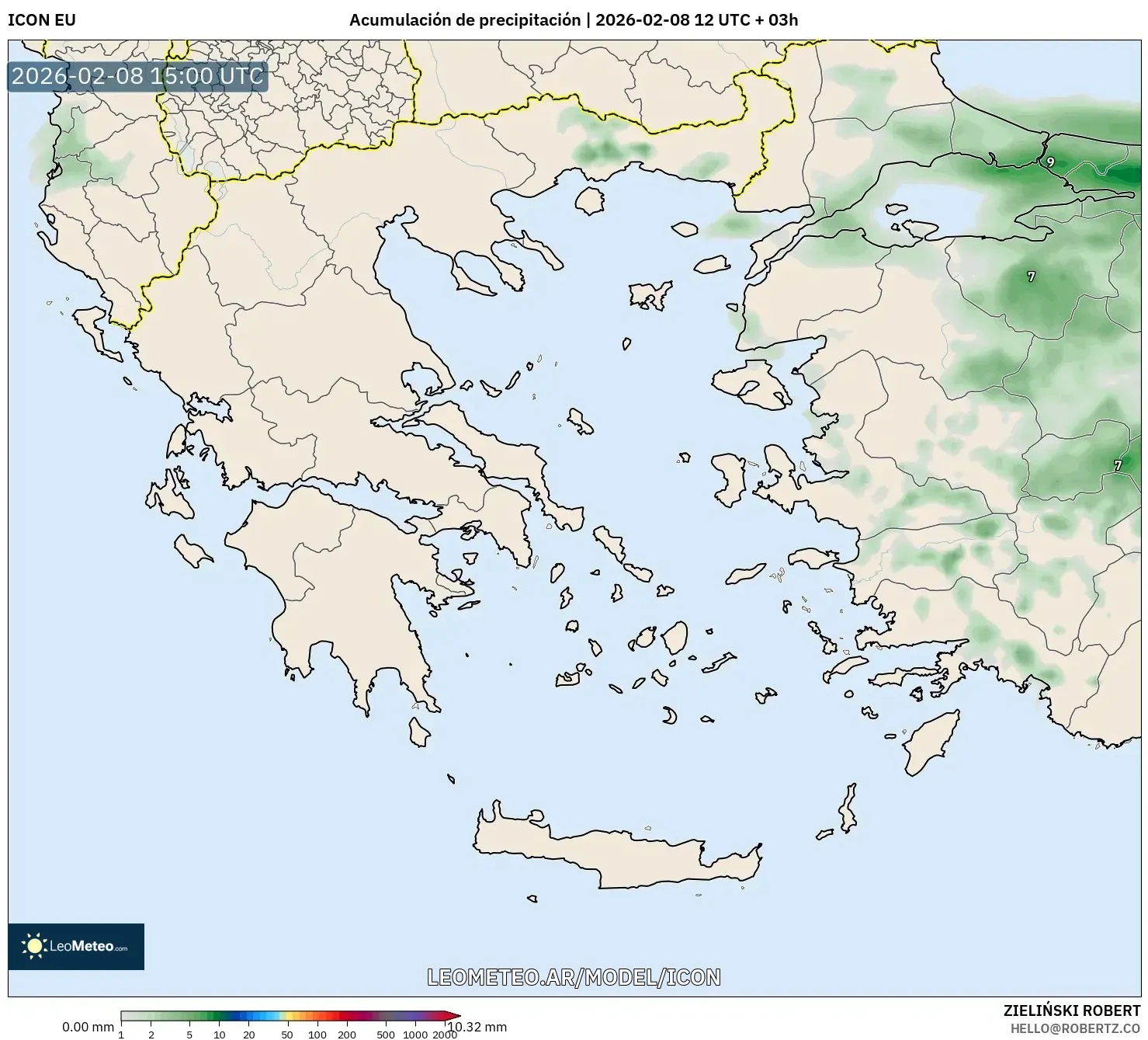ICON model - Grecia, Acumulación de precipitación
