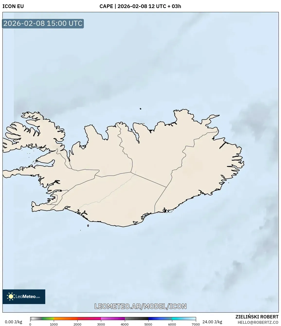 ICON model - Islandia, CAPE