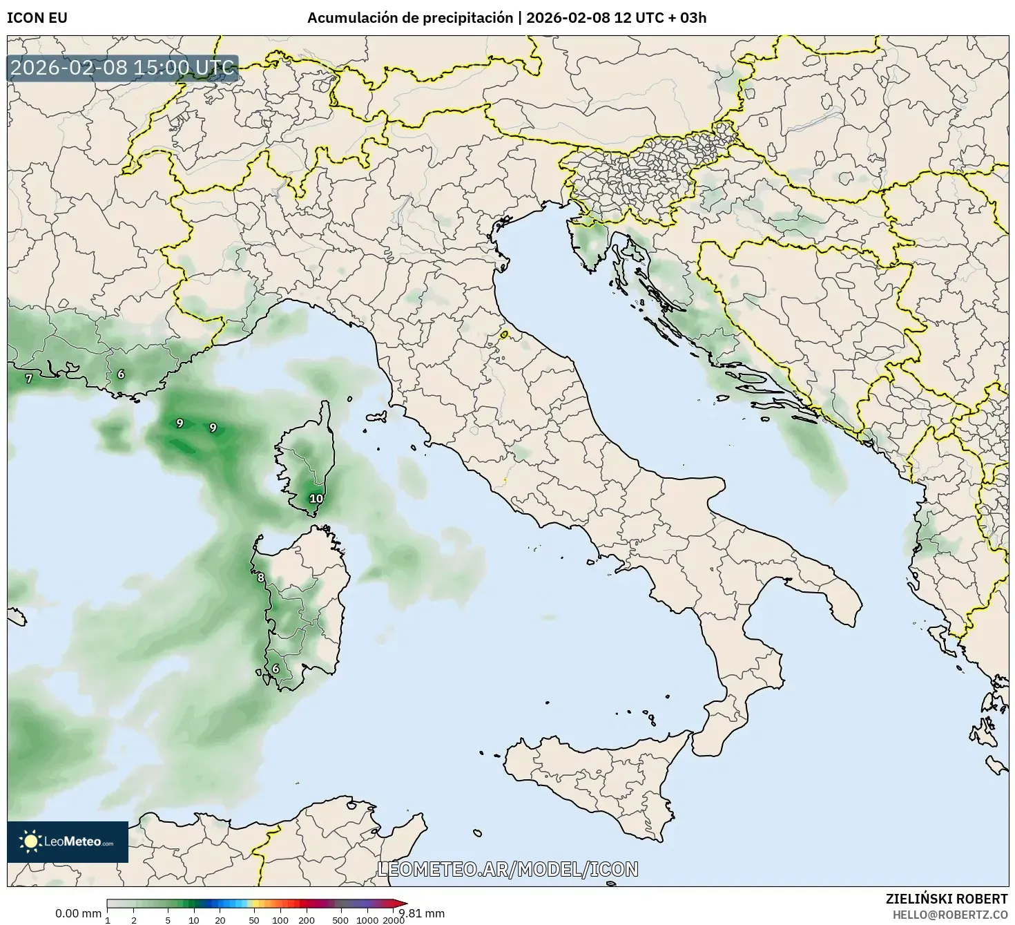 ICON model - Italia, Acumulación de precipitación