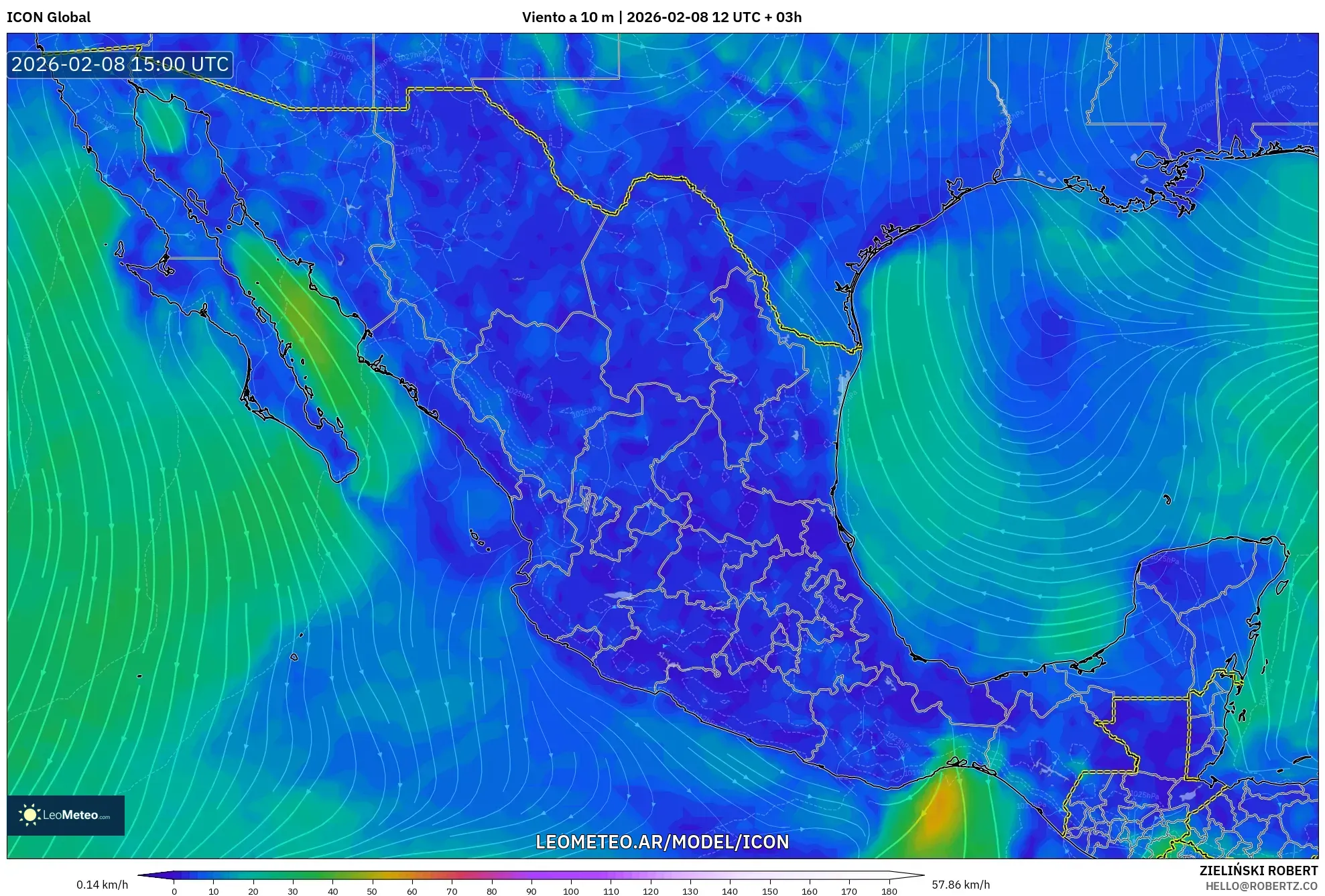 ICON model - México, Viento a 10 m